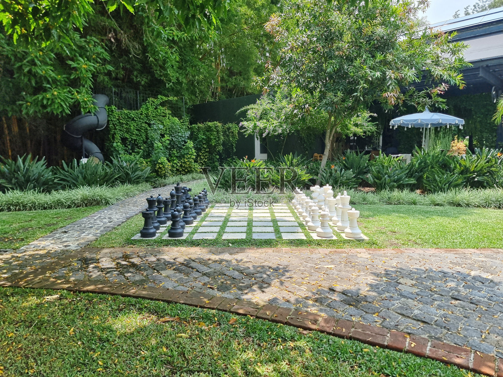 花园国际象棋照片摄影图片