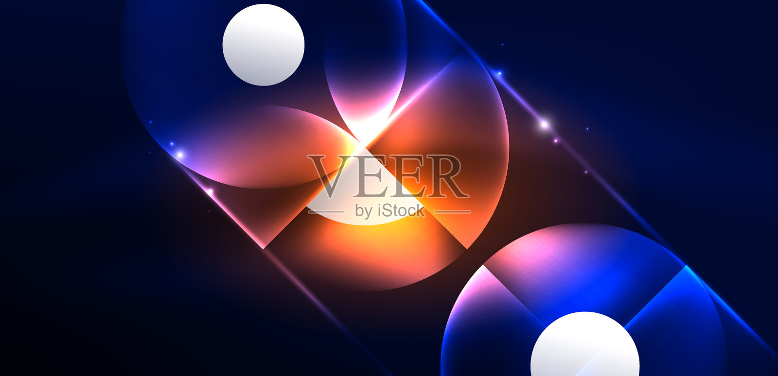 霓虹灯发光的圆圈抽象插画图片素材