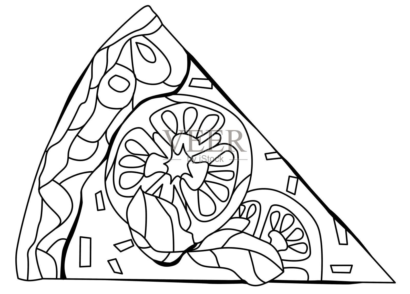 切片披萨，装饰矢量插图着色插画图片素材