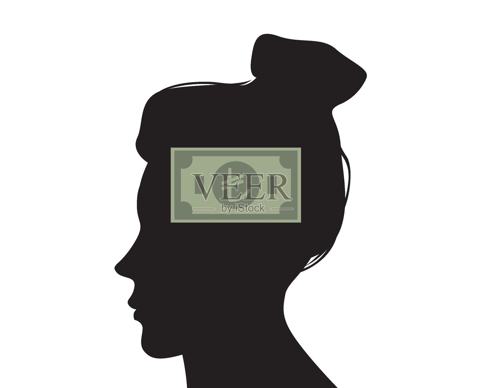 金钱和经济问题在有思想的女人心中。经济危机矢量设计。插画图片素材