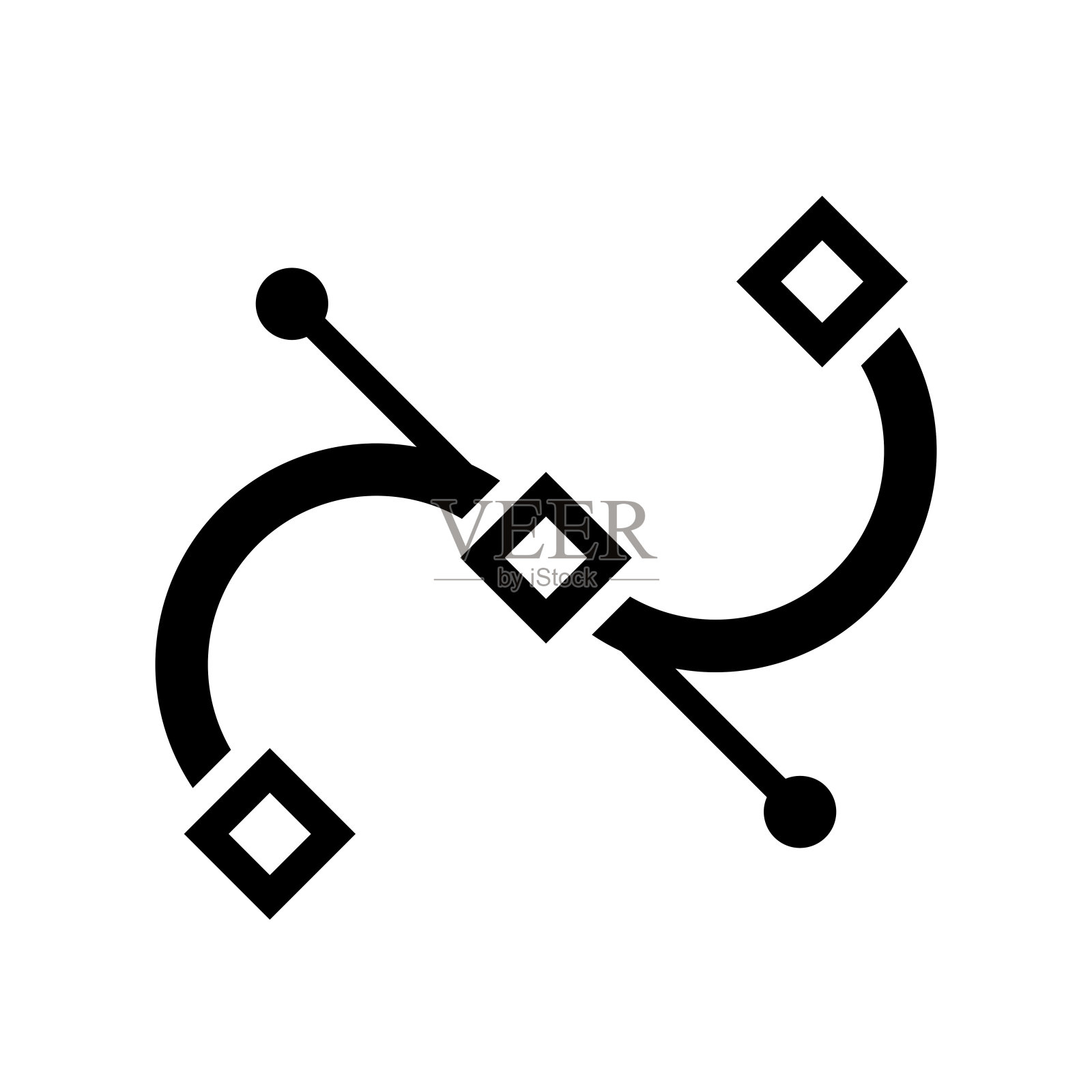 贝塞尔曲线图标，矢量说明符号插画图片素材