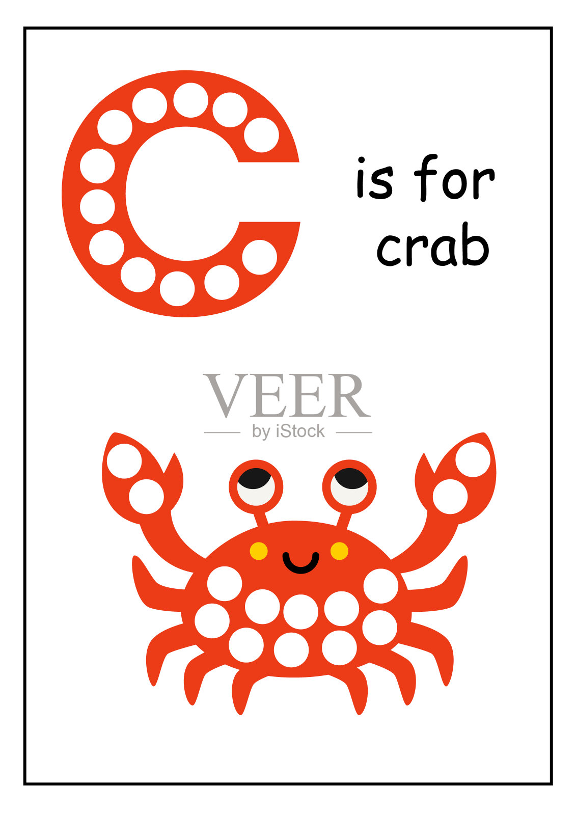 为孩子学习英语字母。字母c点标记活动。插画图片素材