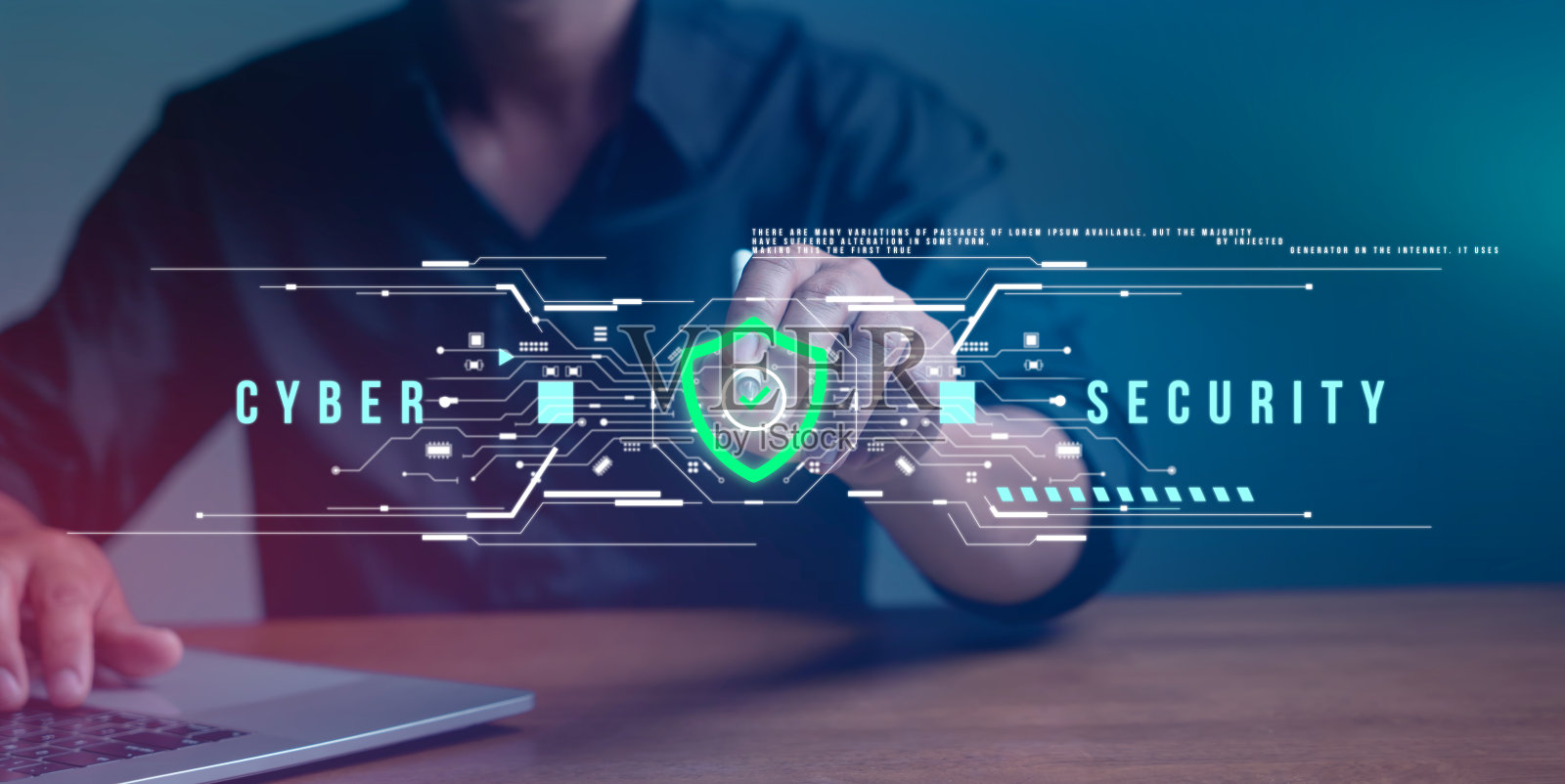 用技术做生意。数字程序网络未来应用的监视和安全扫描概念。在人工智能计算时代，网络安全是做生意的关键照片摄影图片