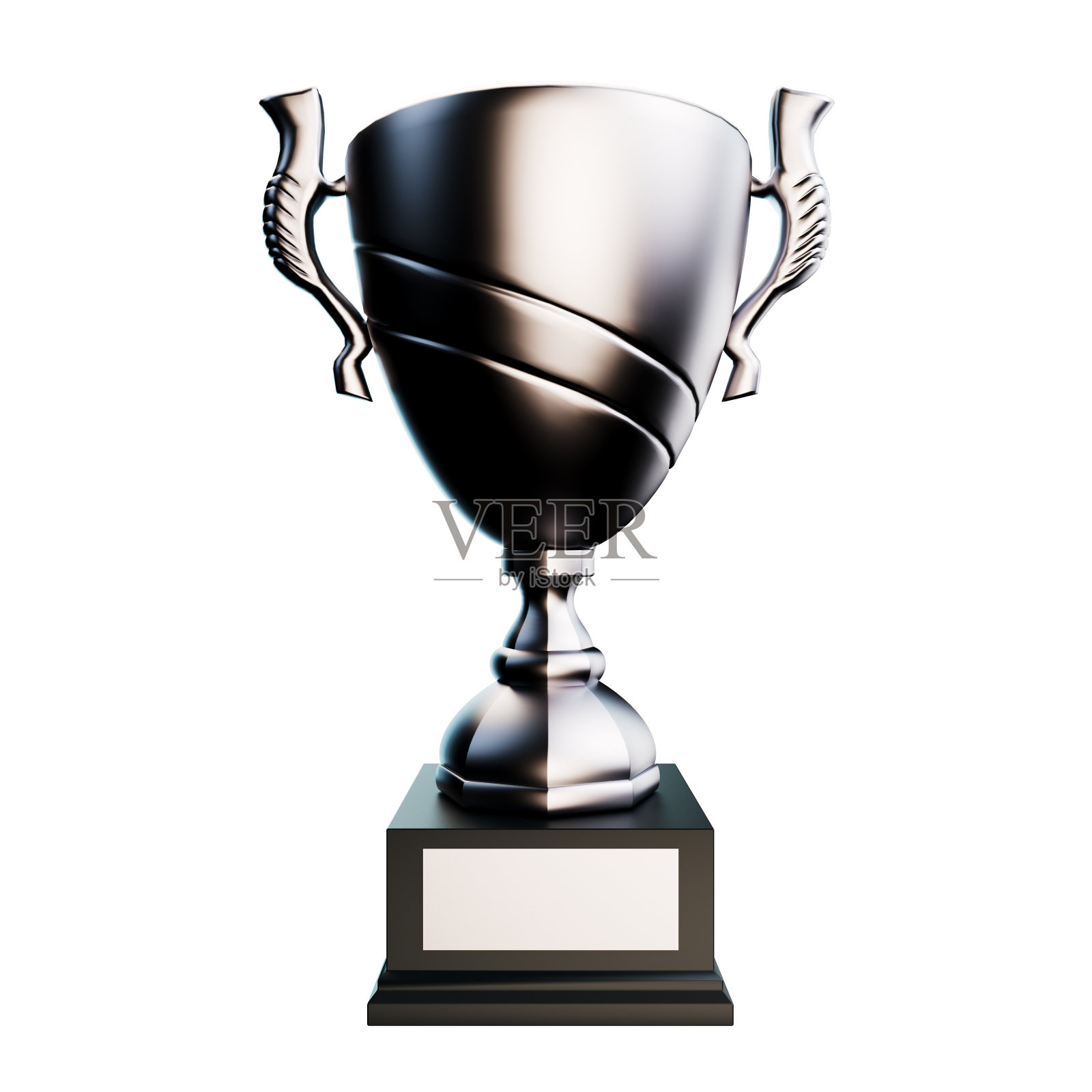 银质冠军奖杯被隔离在白色背景上。总冠军奖杯。照片摄影图片