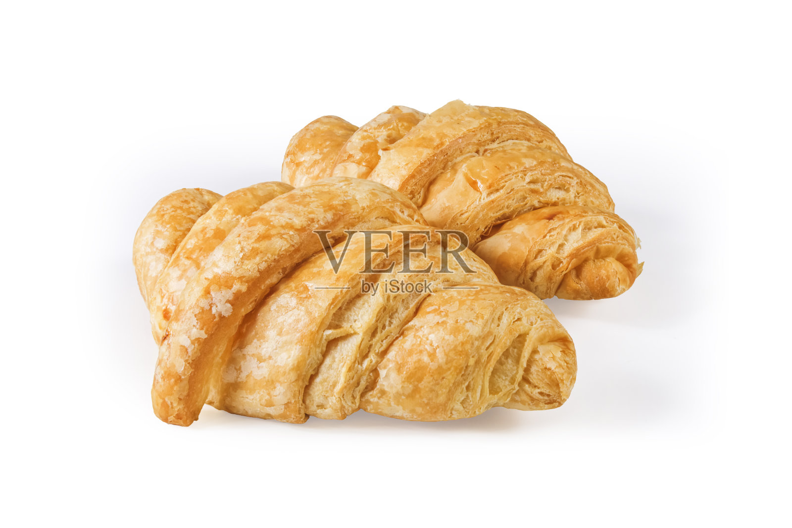 羊角面包。白色背景的新鲜羊角面包。收集烤面包照片摄影图片