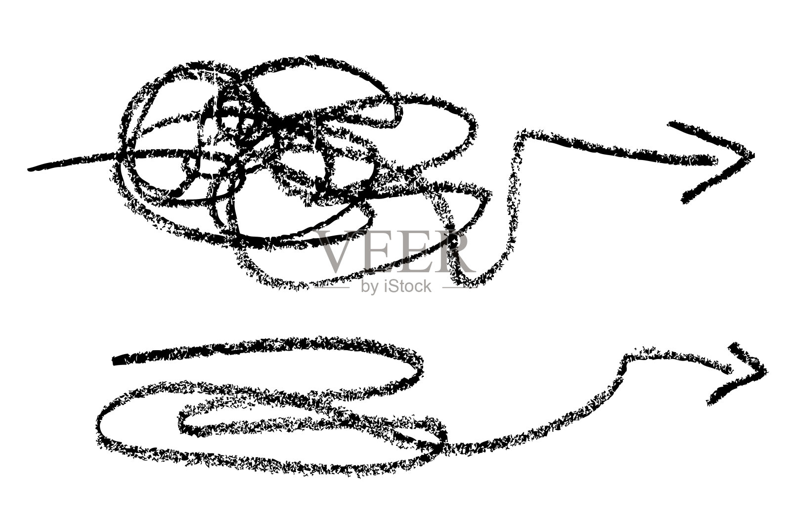 设置简单的矢量复杂的方式到目的地草图卷曲箭头单一一行艺术，连续插画图片素材