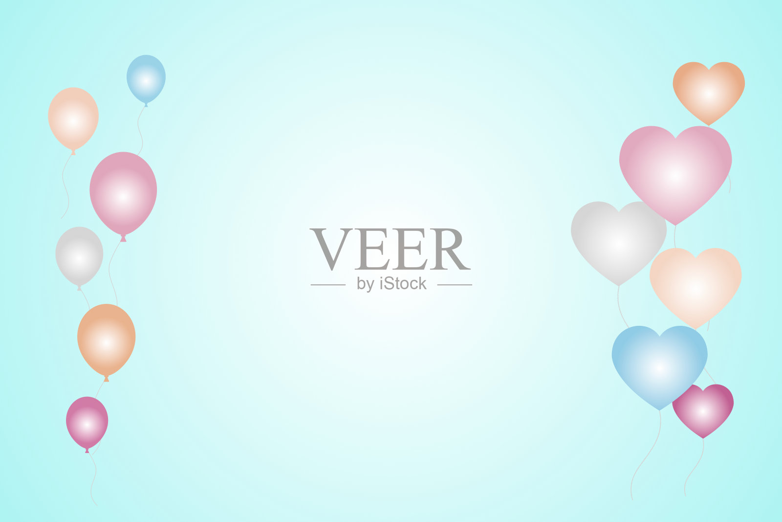 色彩柔和的气球插画图片素材