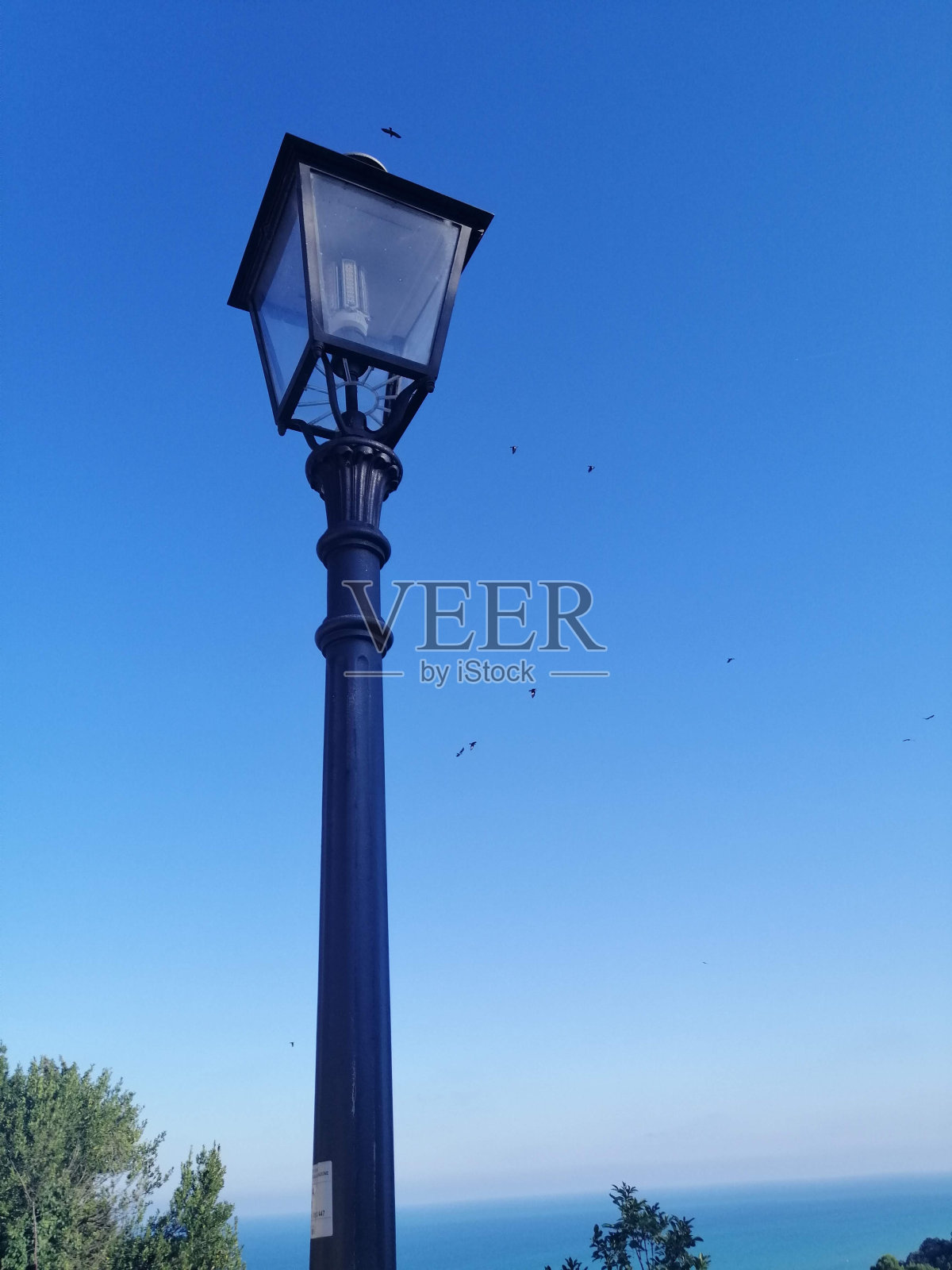 一根在天空衬托下突出的灯柱照片摄影图片