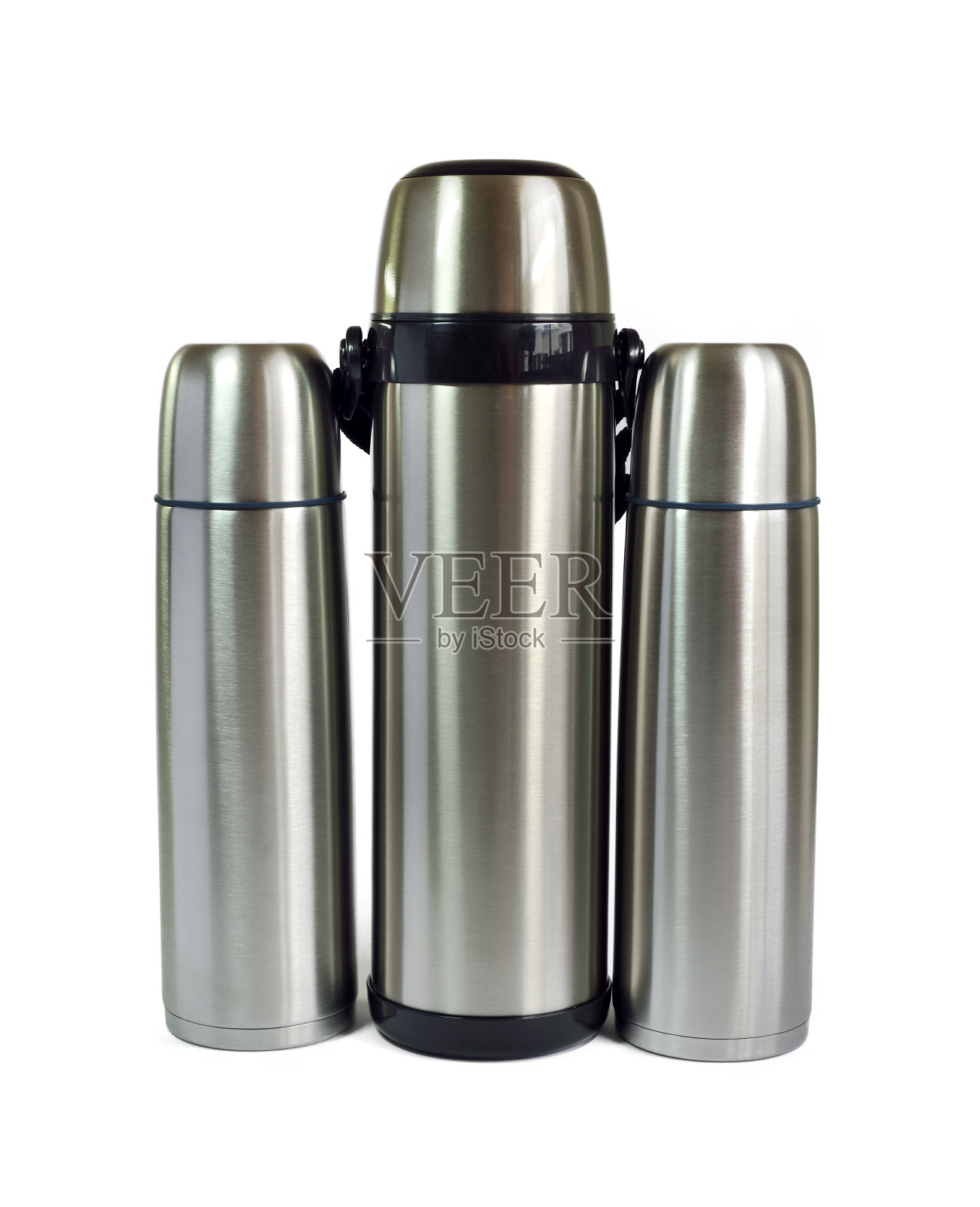 在白色背景上隔离的热水瓶照片摄影图片