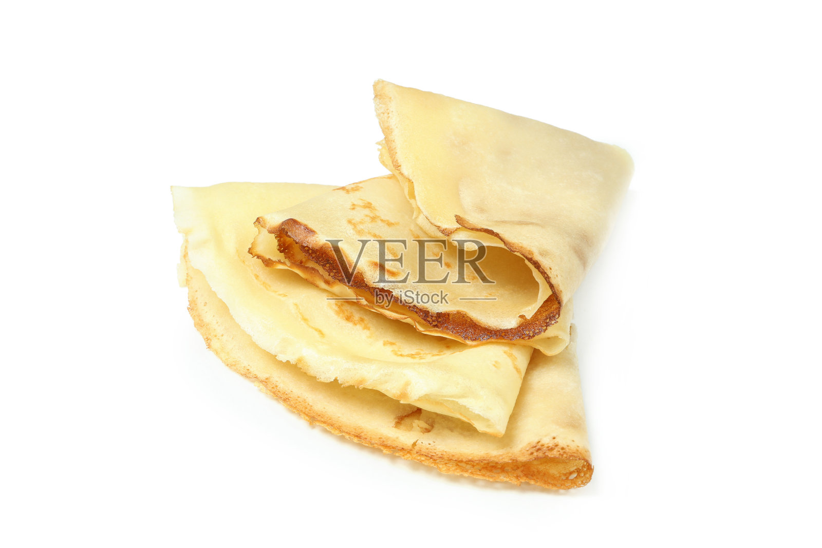 白色背景上的可丽饼或薄煎饼照片摄影图片