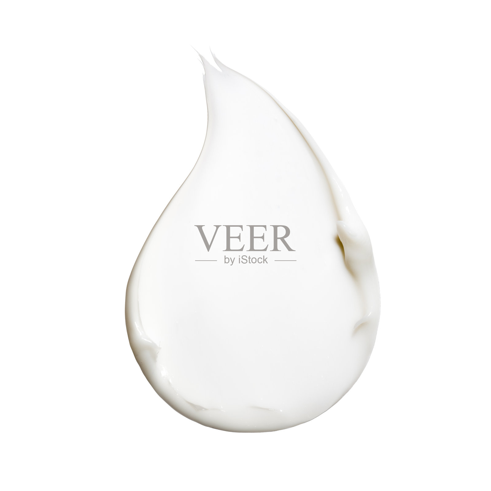 在白色背景上孤立的滴美容霜特写。美容护肤品刷。样本。照片摄影图片