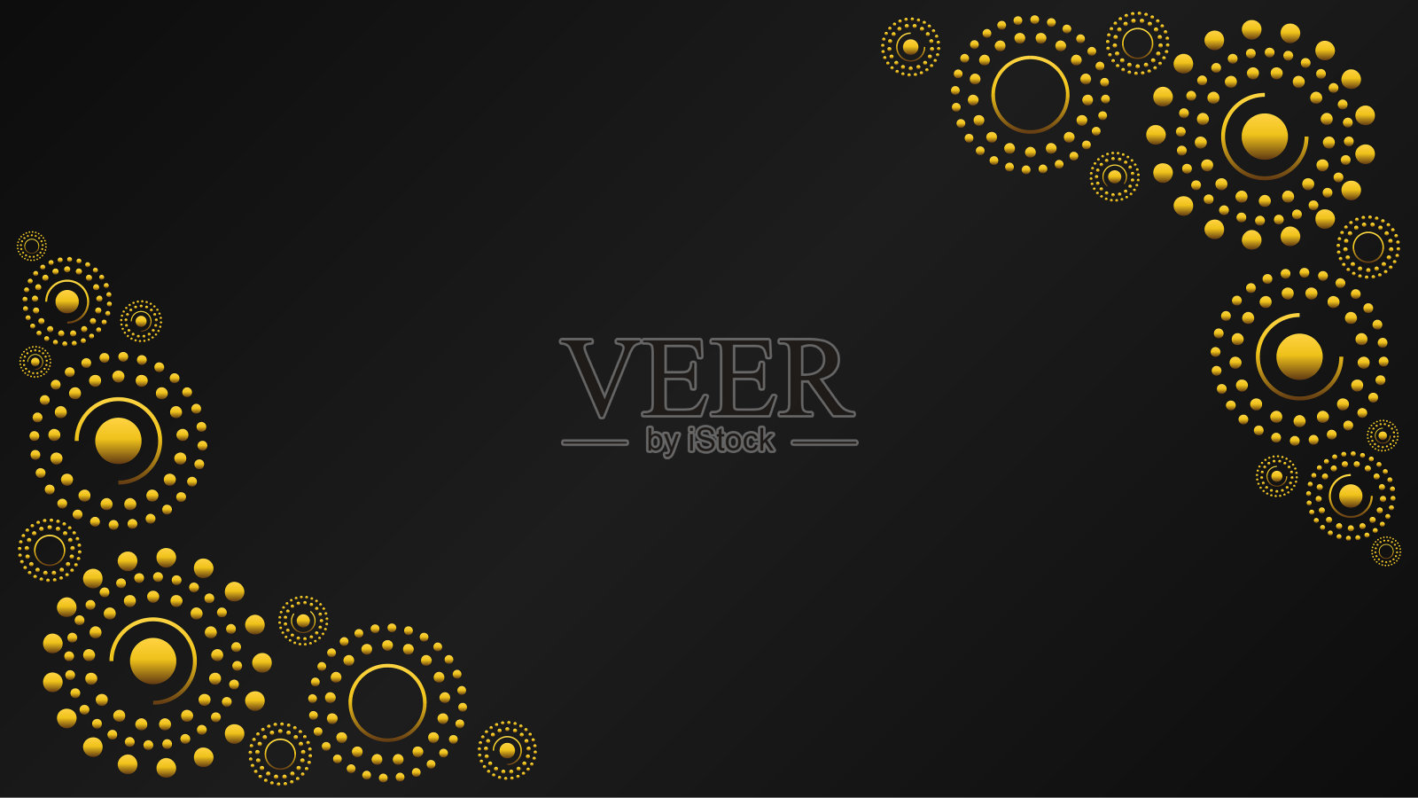 抽象的黑色背景与金色的几何元素。插画图片素材