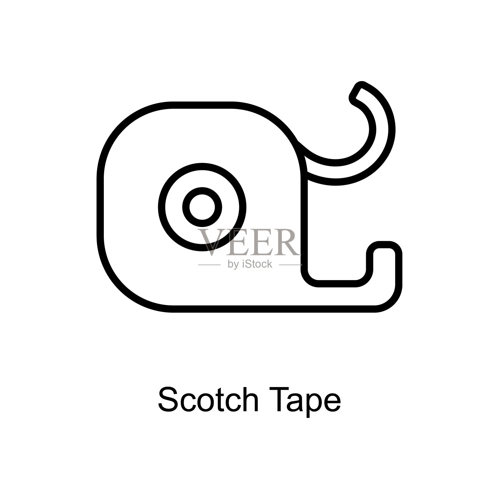 透明胶带轮廓图标设计插图。艺术和工艺符号在白色背景EPS 10文件插画图片素材