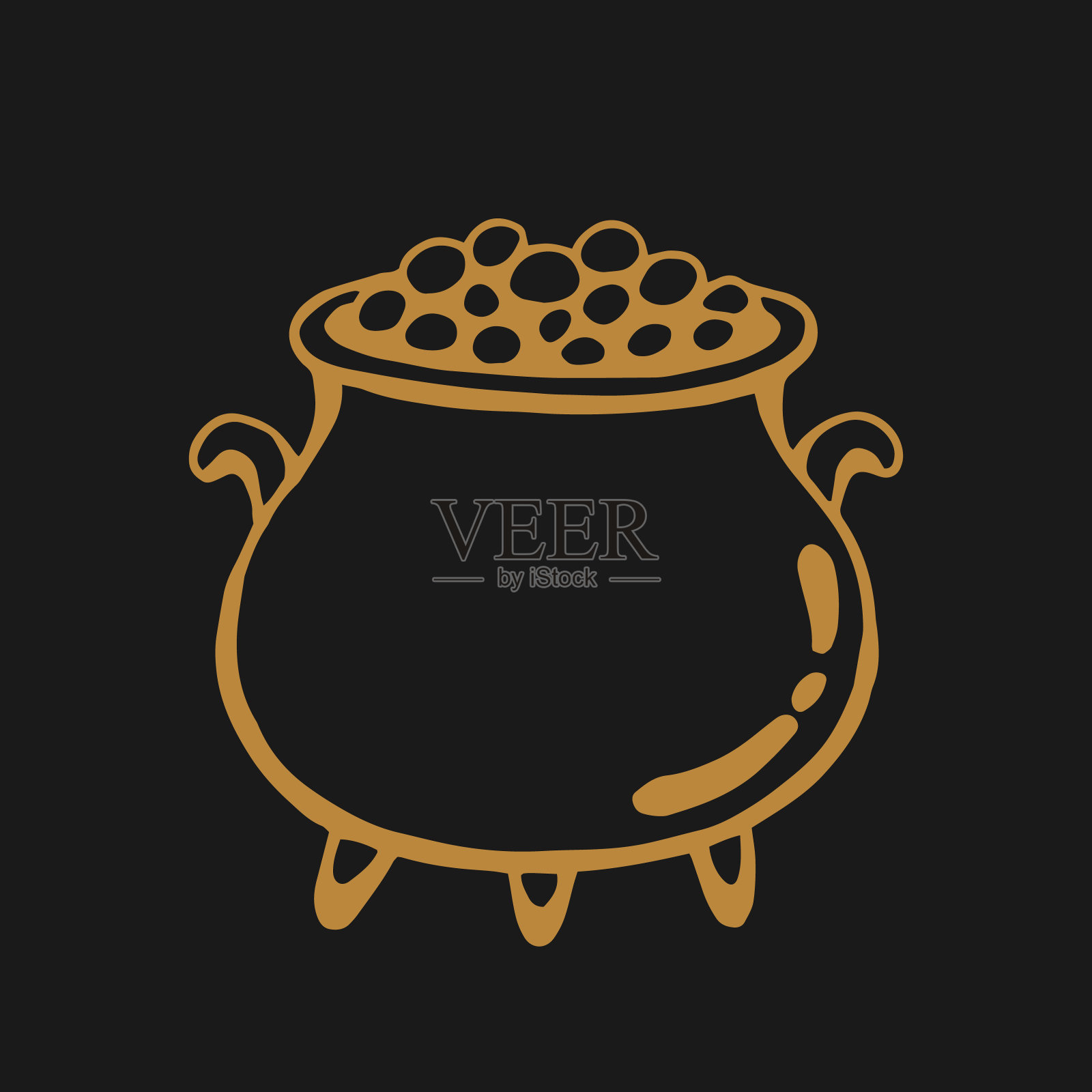 沸腾的女巫大锅。手绘矢量插图。插画图片素材