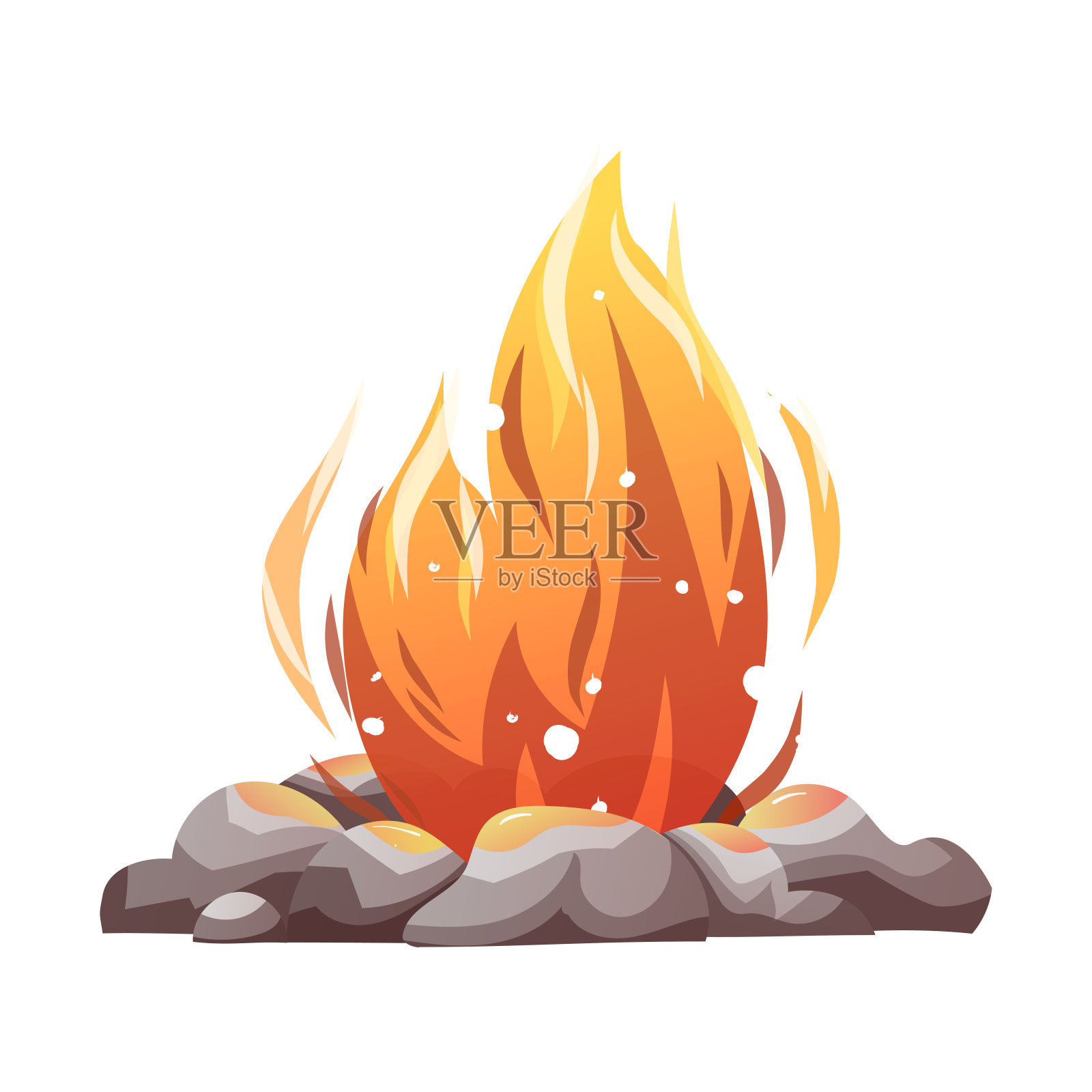 篝火隔离矢量插图。插画图片素材