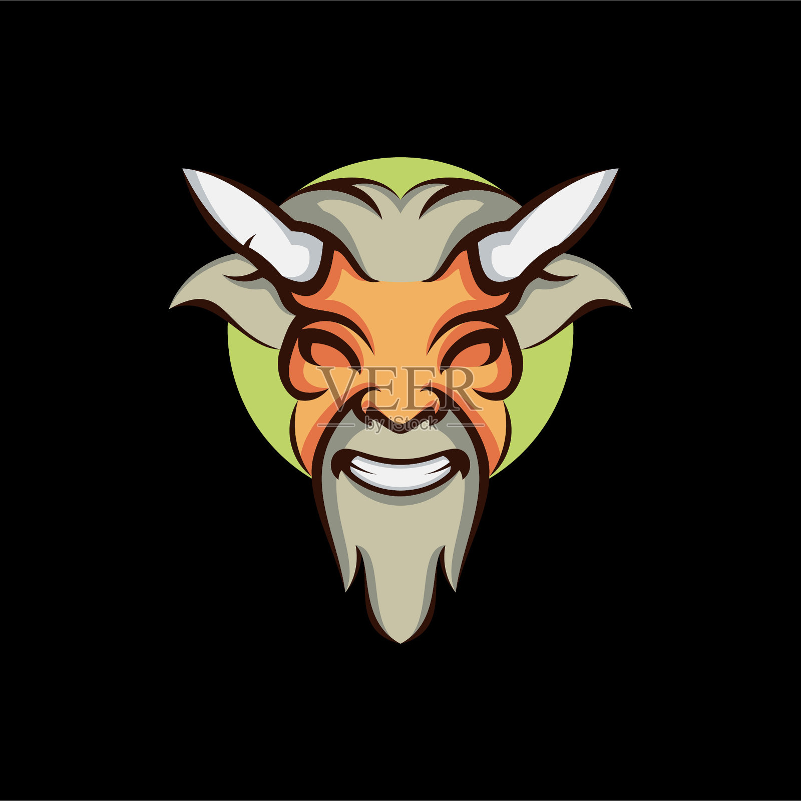 超级英雄山羊头与面具吉祥物标志设计矢量模板插画图片素材