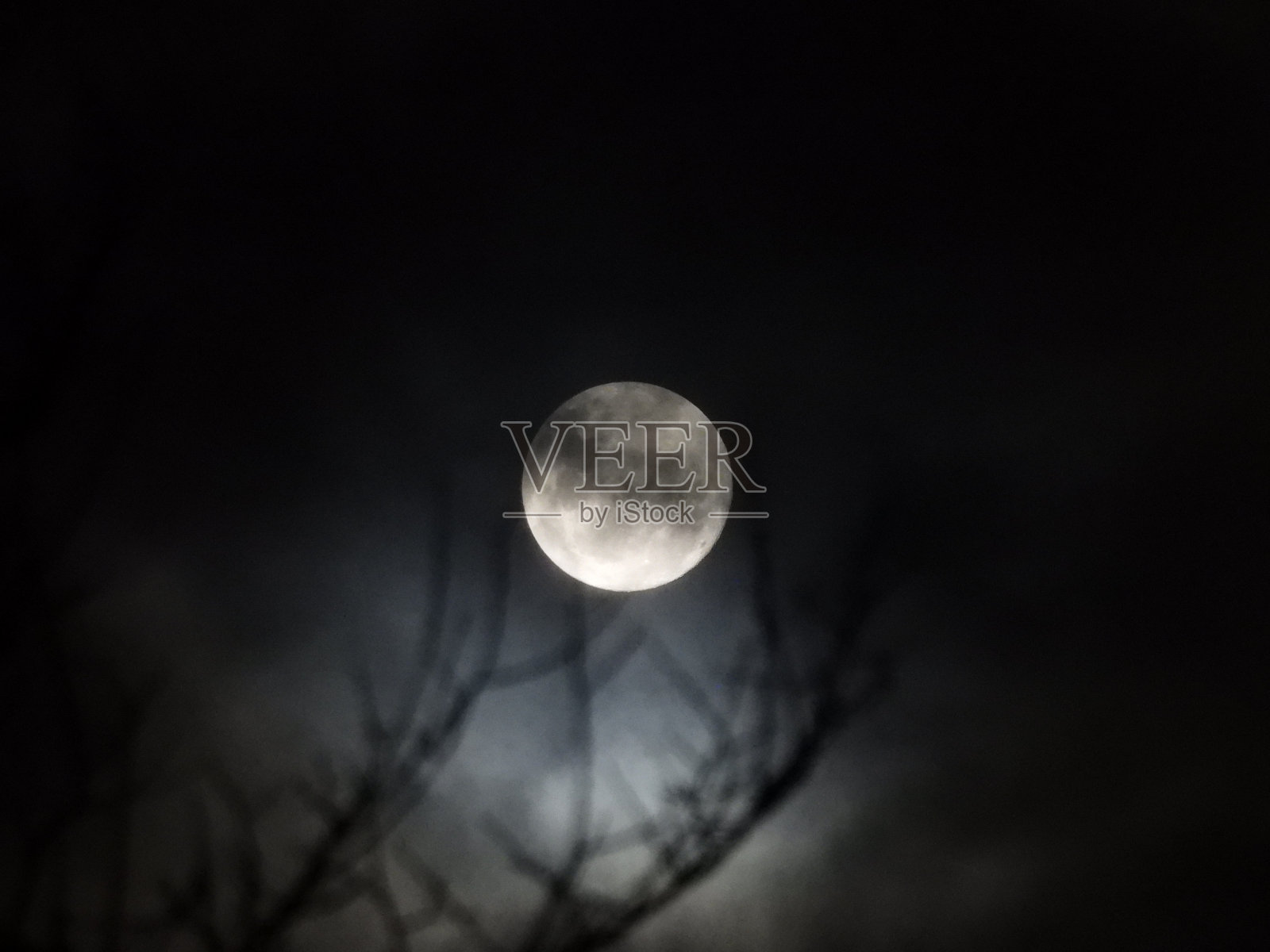 云中满月照片摄影图片