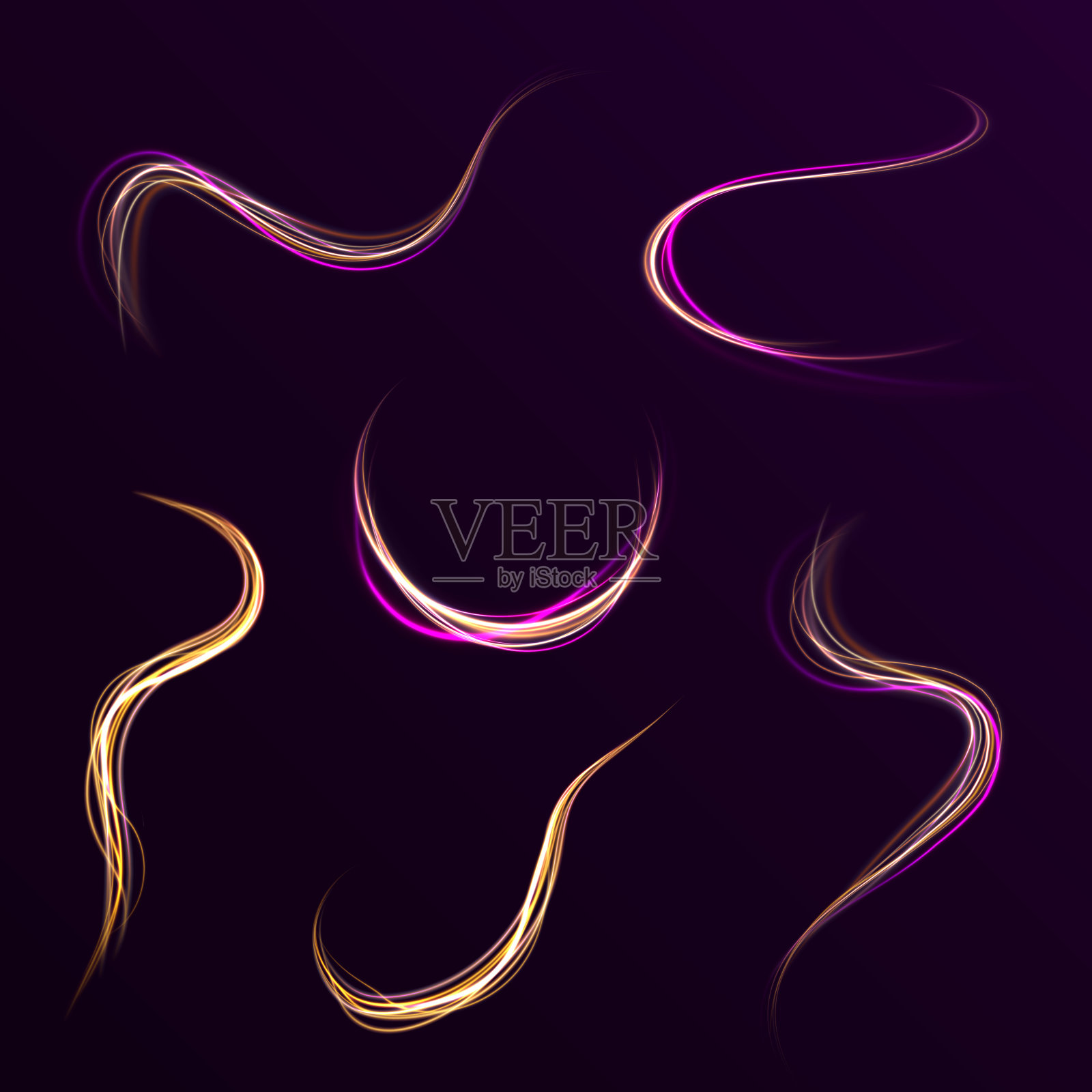 4 _neon line_yellow插画图片素材