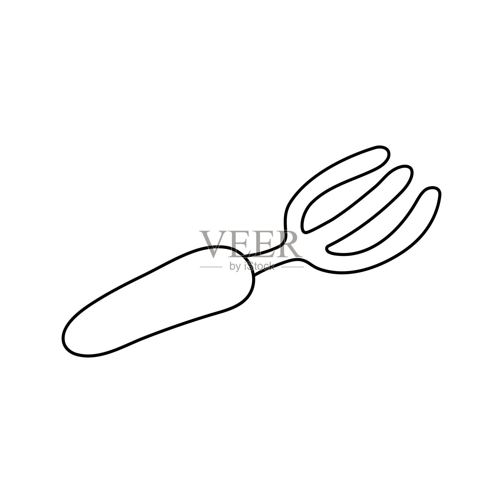 干草叉，园艺工具。矢量插图的花园元素。轮廓的风格。插画图片素材