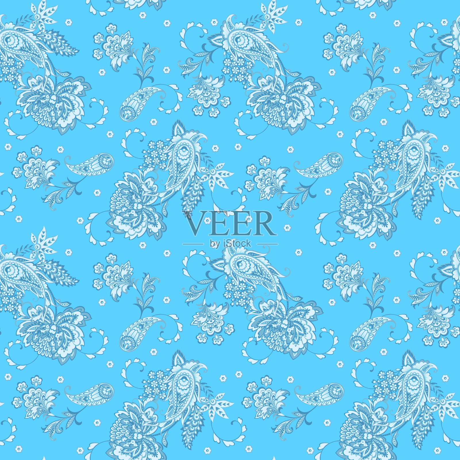 佩斯利矢量图案。无缝印花纺织品背景插画图片素材