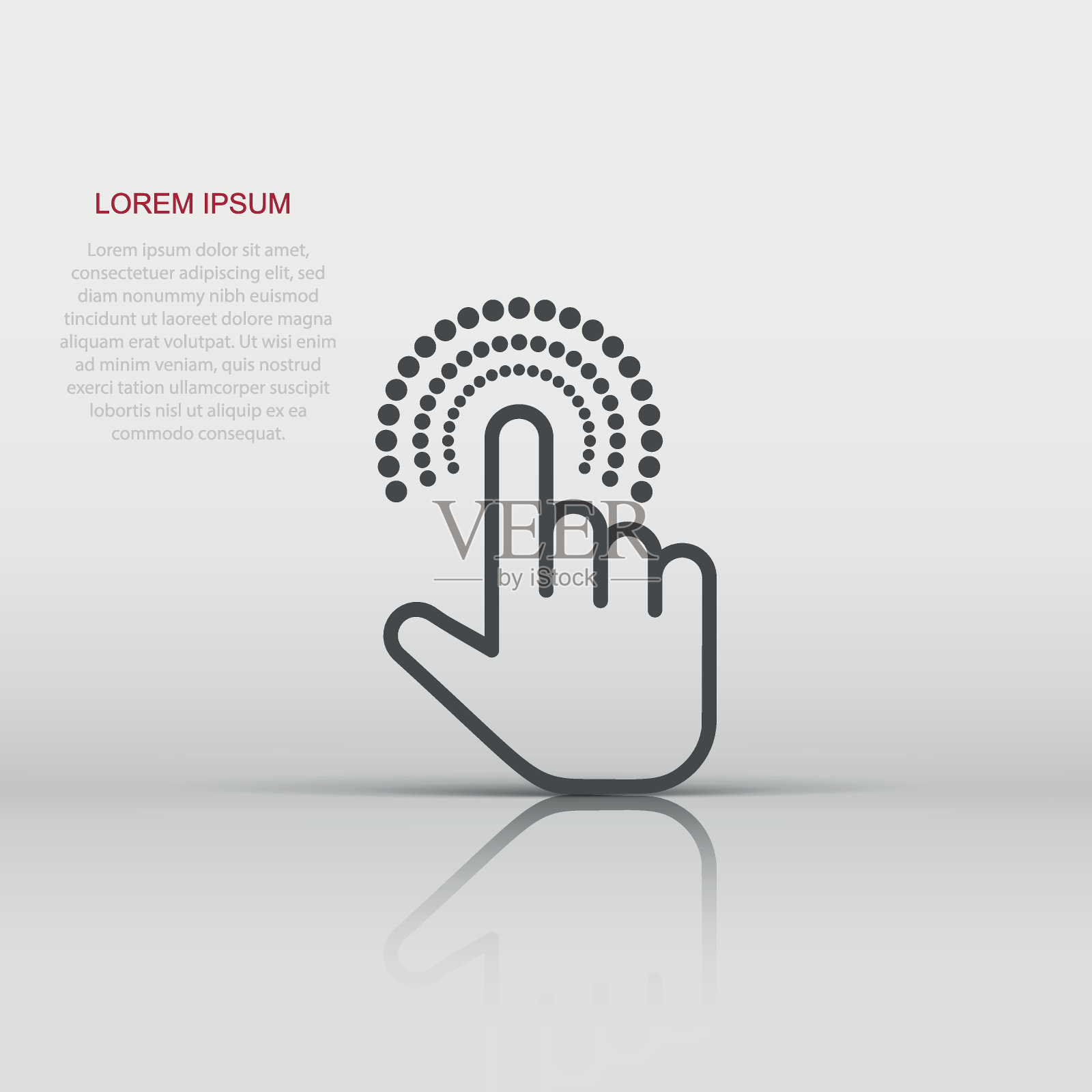 单击平面样式的鼠标图标。白色孤立背景上的指针矢量插图。手按按钮经营理念。插画图片素材