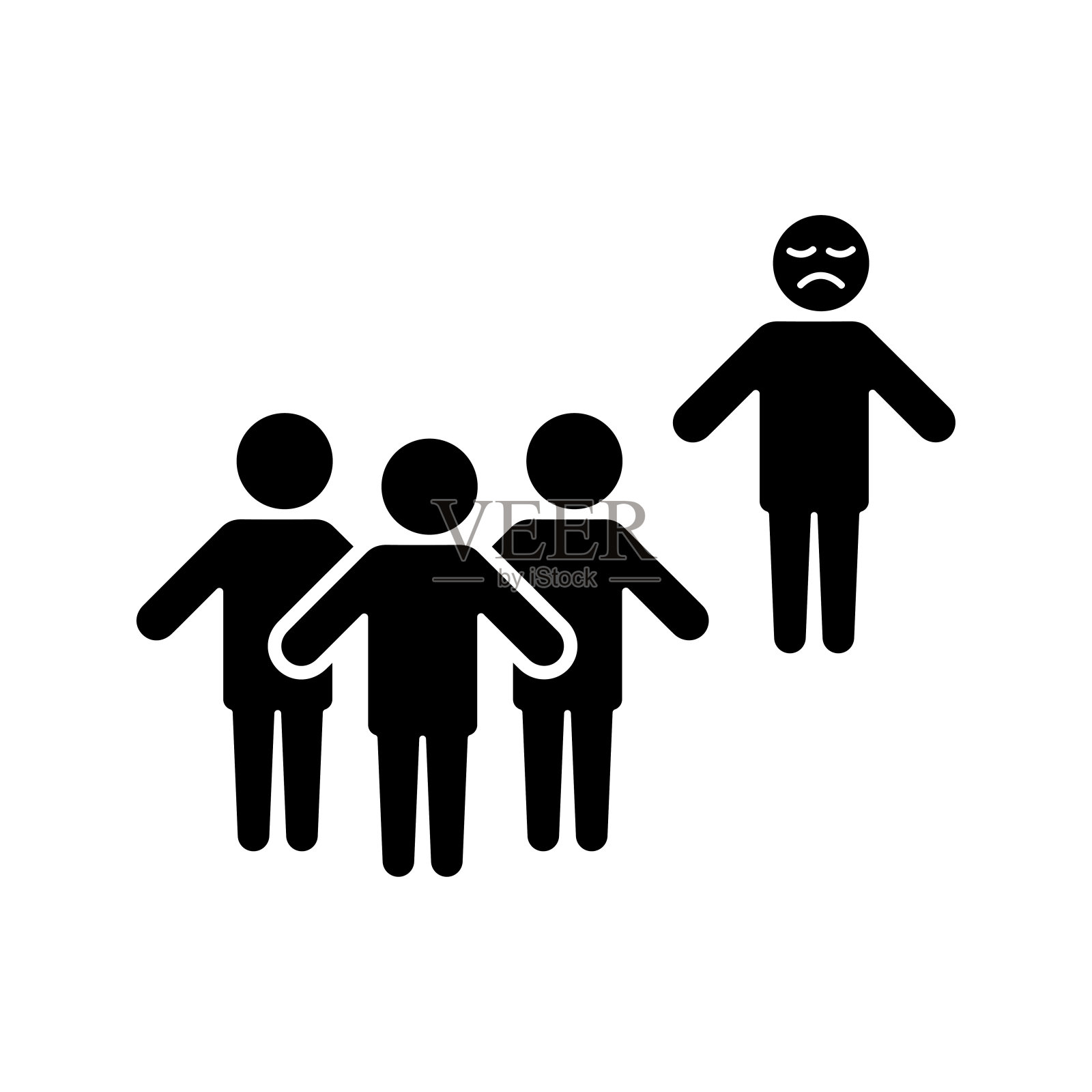 孤独，歧视图标。插画图片素材