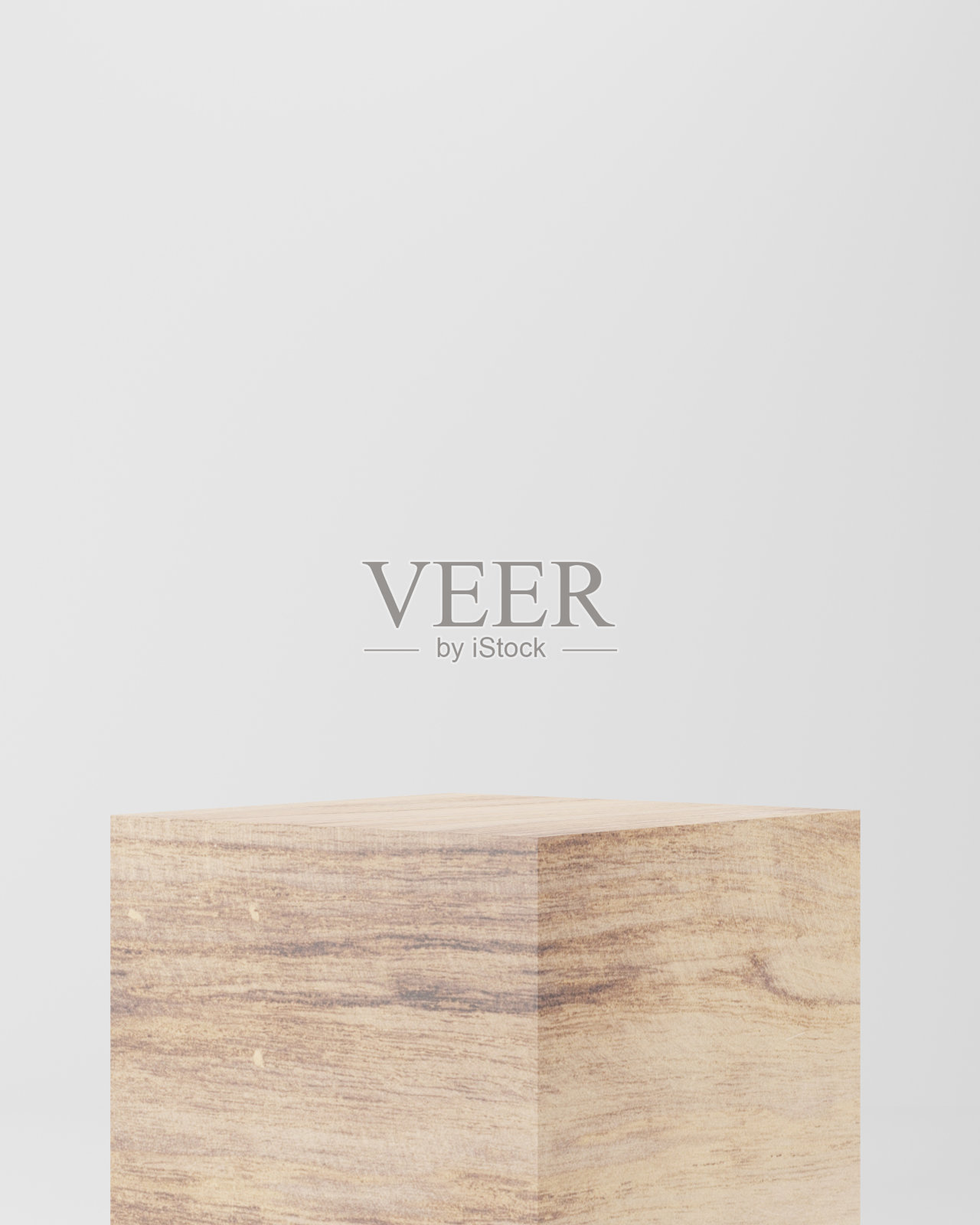 白色背景木制品展示台。三维渲染照片摄影图片