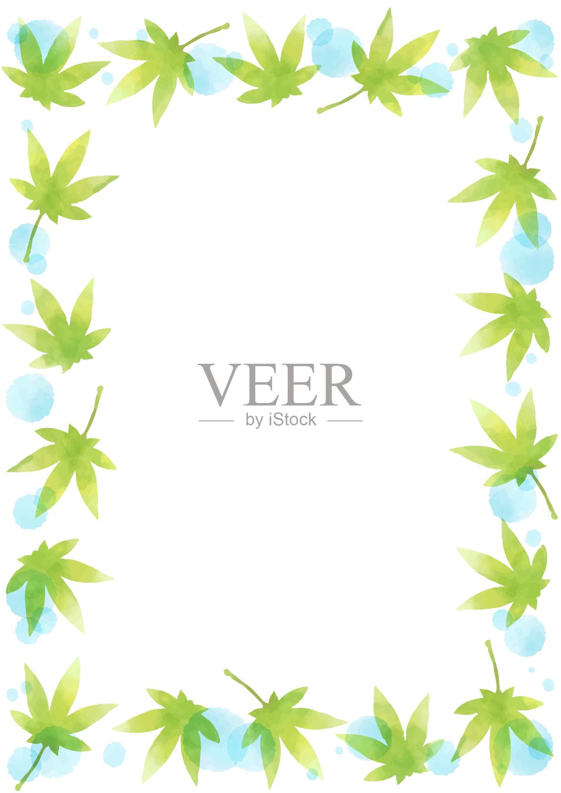 水彩绿枫叶背景插图10插画图片素材