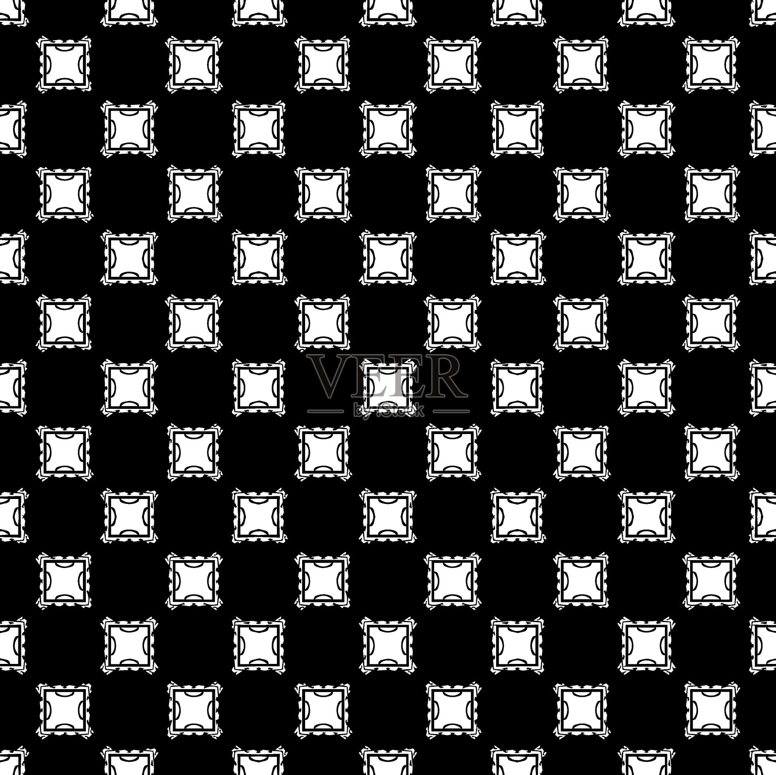 黑白无缝图案纹理。灰度装饰平面设计。马赛克装饰。模式模板。插画图片素材