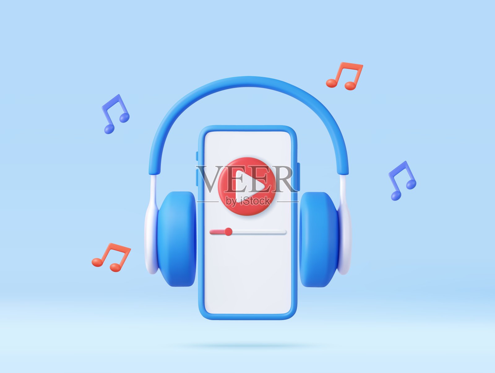 3d耳机和智能手机插画图片素材