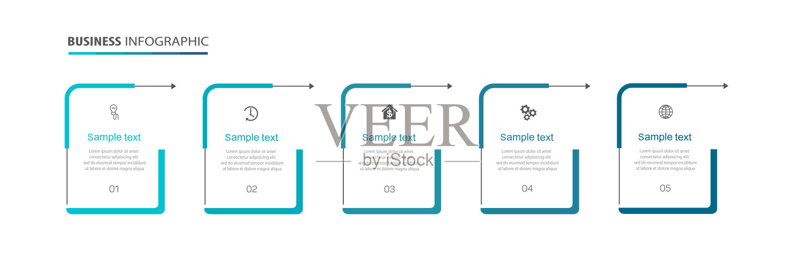 业务矢量信息图模板与5个选项或步骤设计模板素材