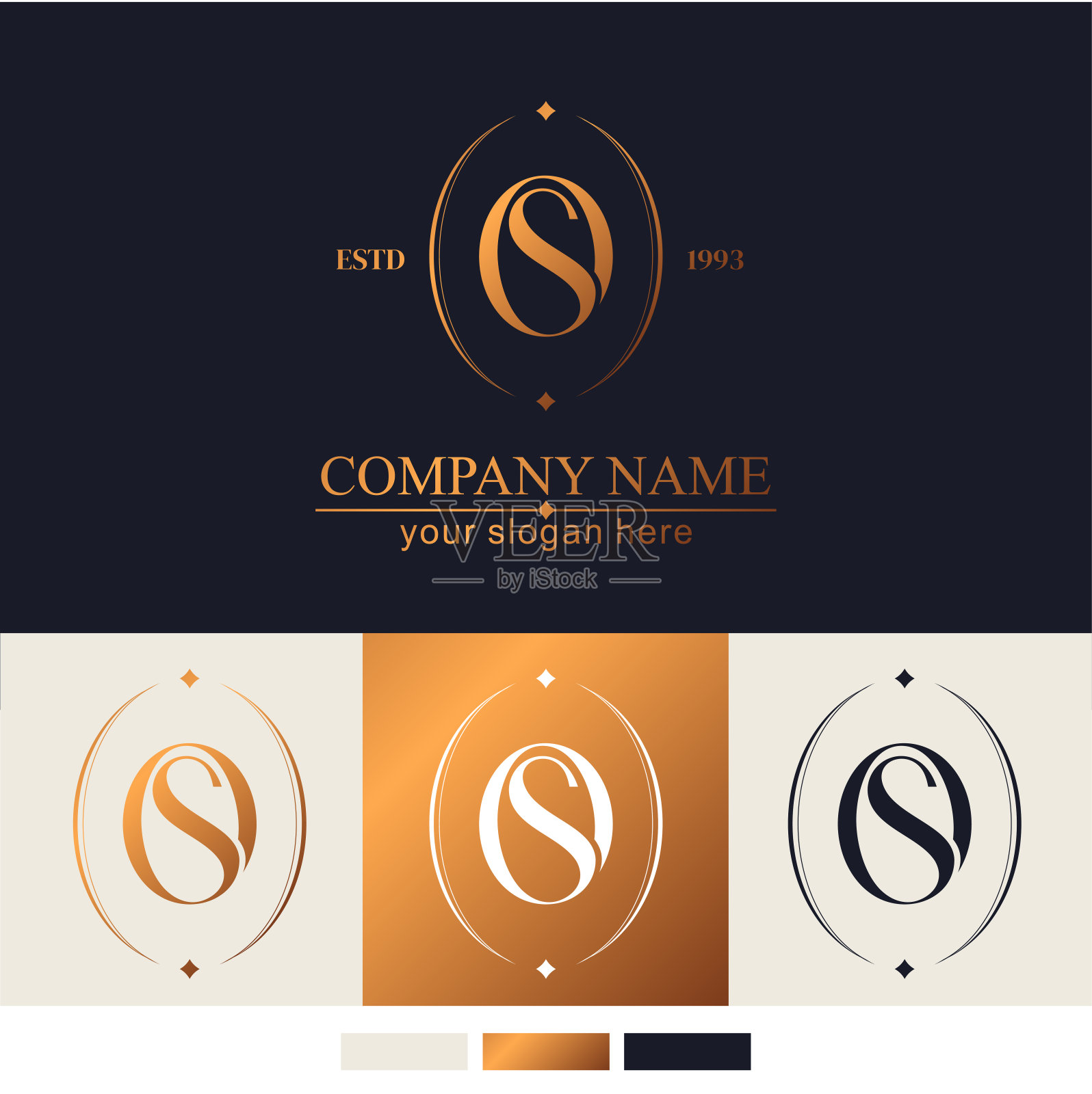 OS图标或SO字母组合。操作系统字母图标模板元素。个人的字母组合。矢量优雅的图标。插画图片素材