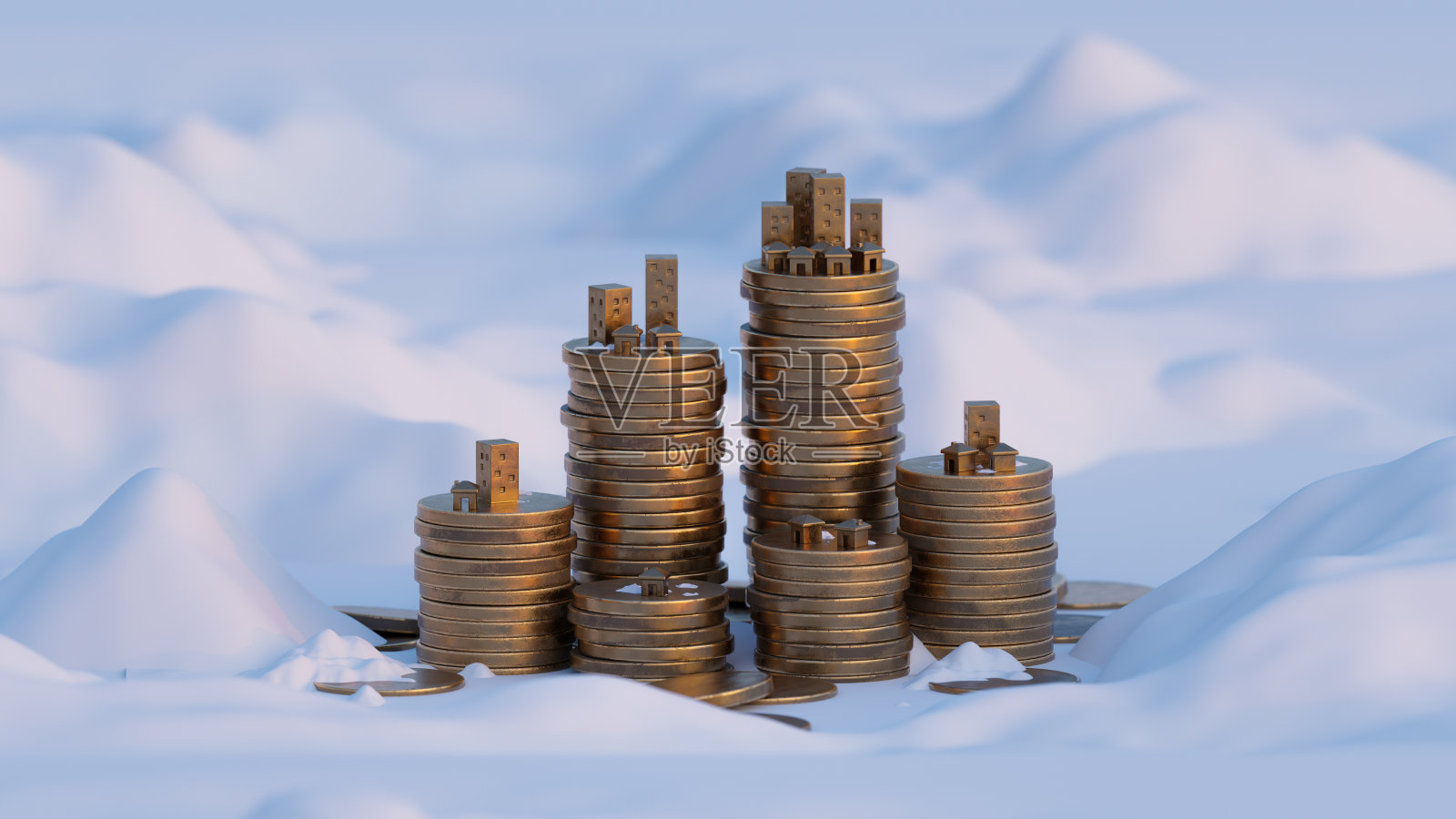 叠金币，金钱成长和成功的概念照片摄影图片