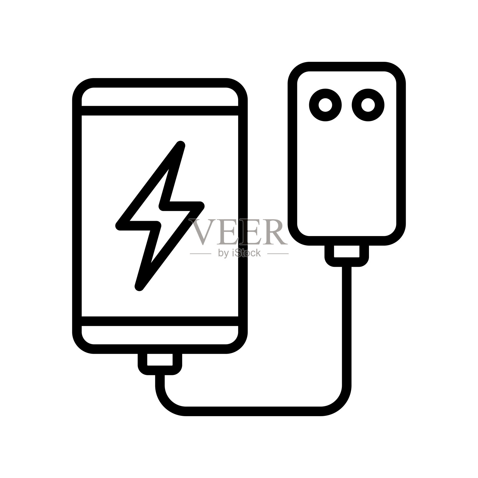 手机充电器图标矢量设计模板在白色背景插画图片素材