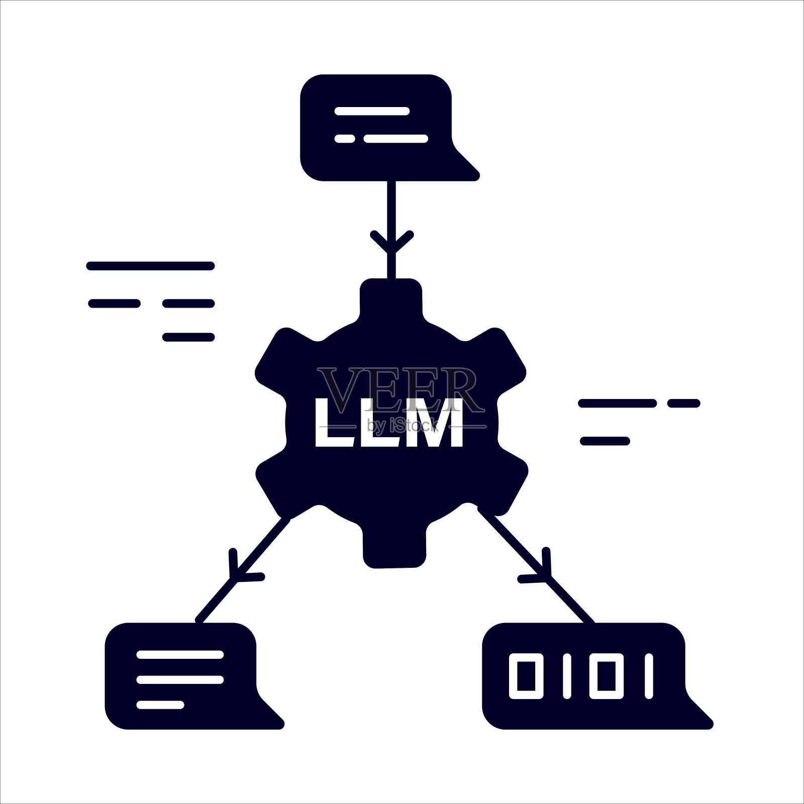 大型语言模型:高级文本生成AI。矢量可编辑笔画图标。矢量图标。插画图片素材