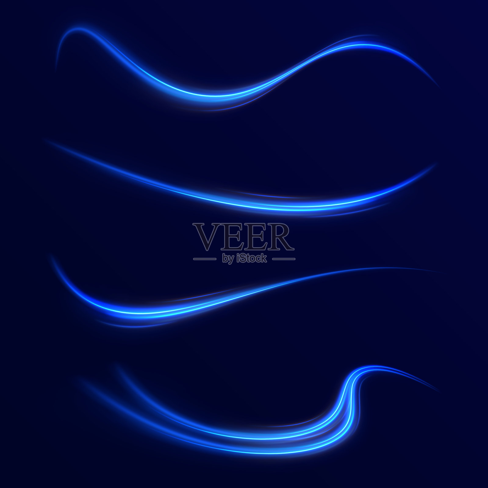 蓝色发光线条插画图片素材