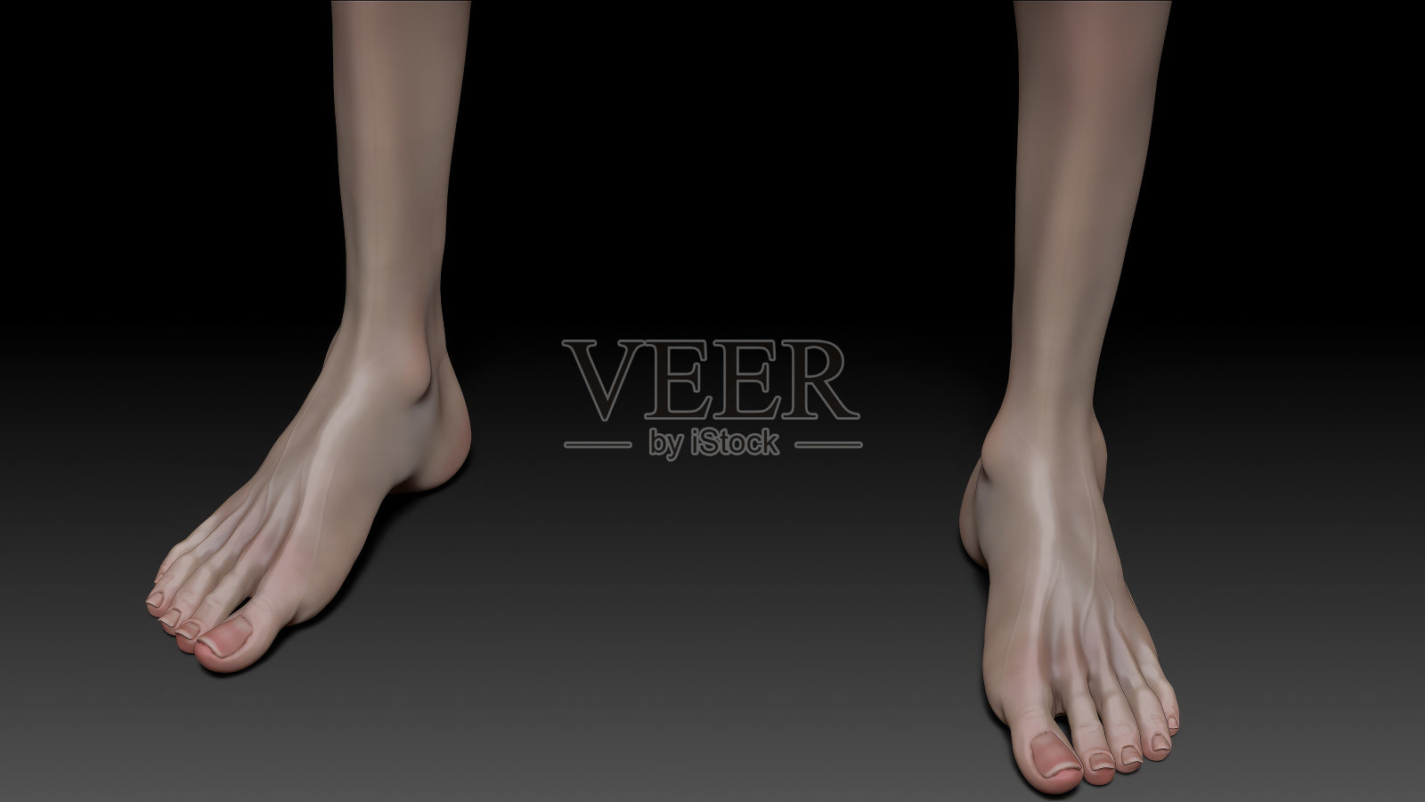 女性身体解剖雕塑姿态渲染的背景。三维渲染照片摄影图片