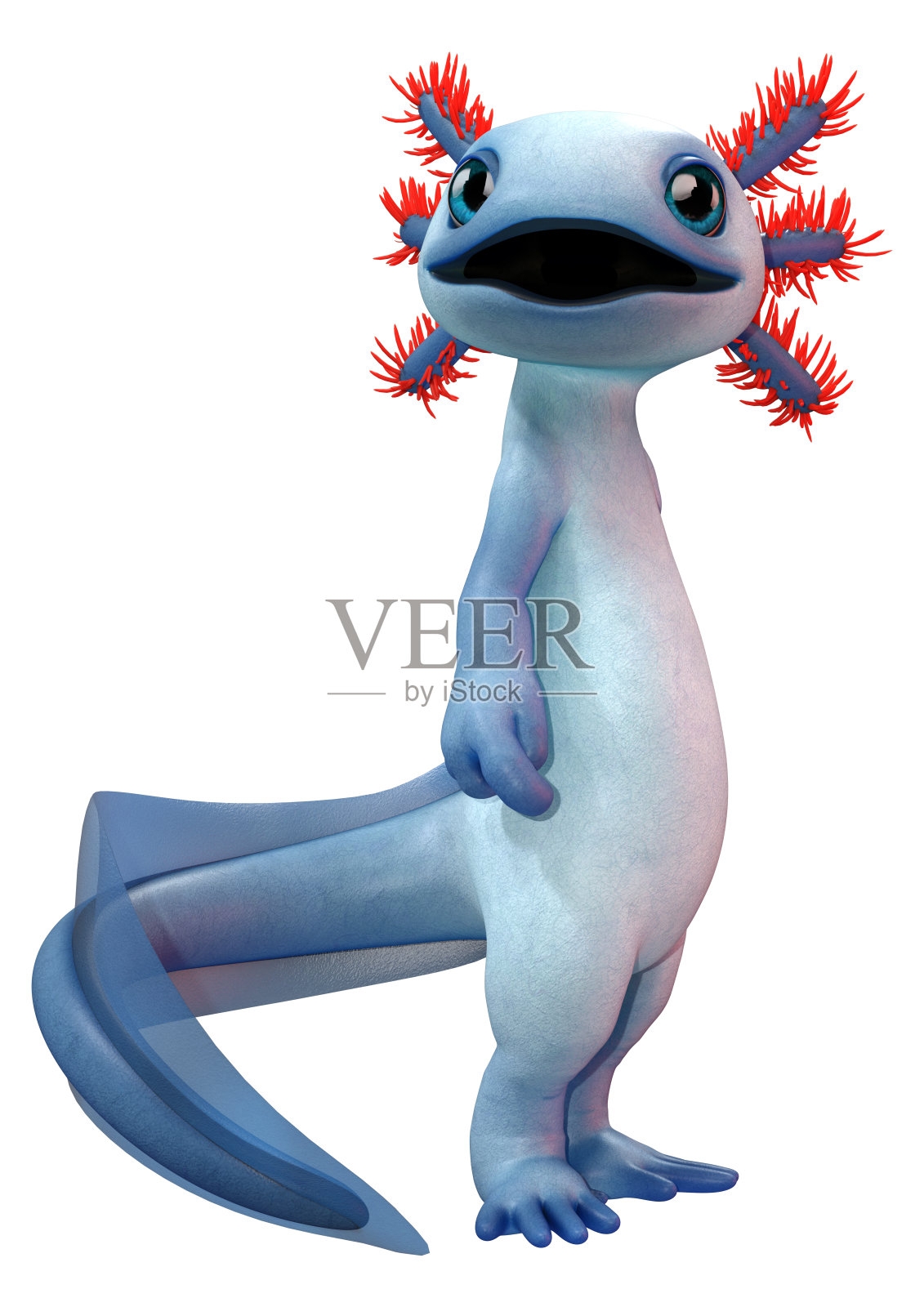 3D渲染卡通蝾螈在白色照片摄影图片