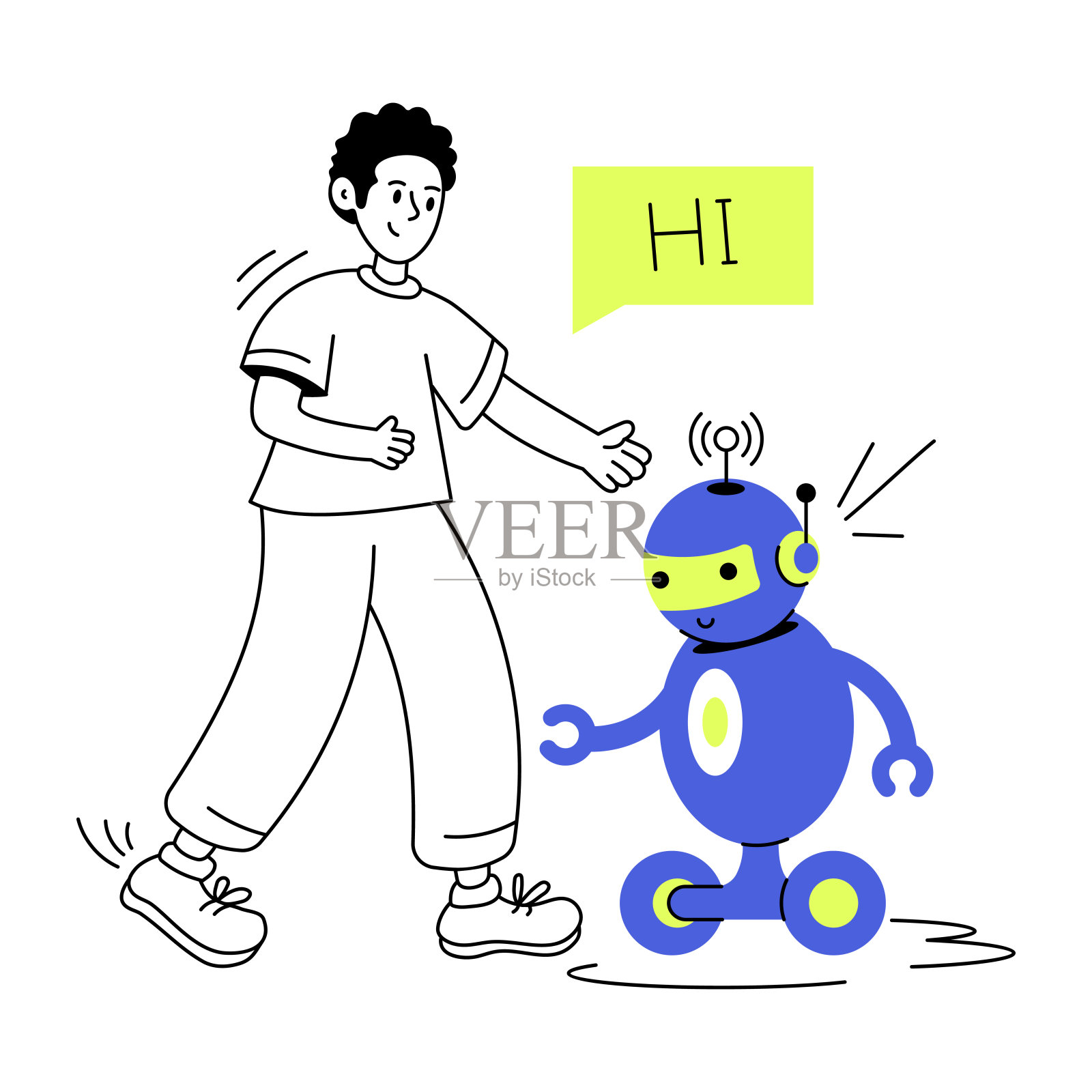 机器人说话插画图片素材