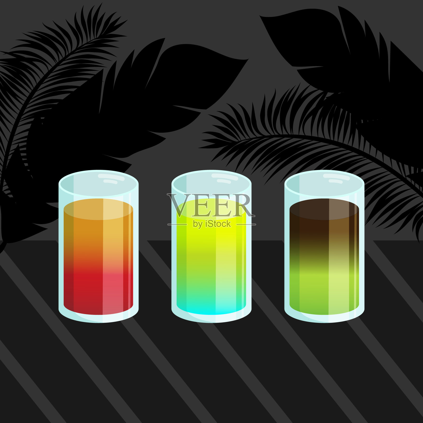 漂亮的鸡尾酒套装插画图片素材