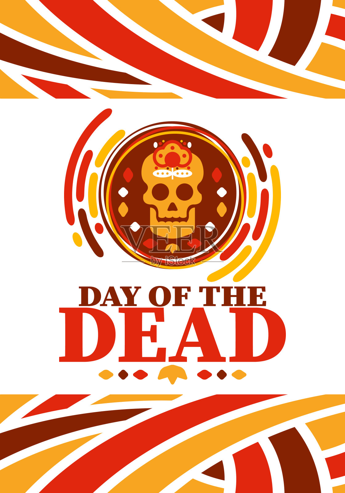 11月的亡灵节。纪念死者的节日。每年在墨西哥和其他拉丁美洲国家庆祝。墨西哥和西班牙传统的图案和纹理与头骨插画图片素材