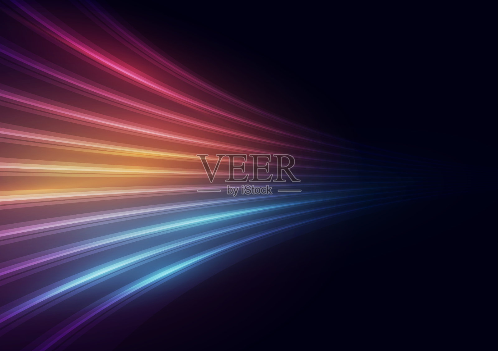 黑色背景的现代抽象高速光运动效果。矢量插图。插画图片素材