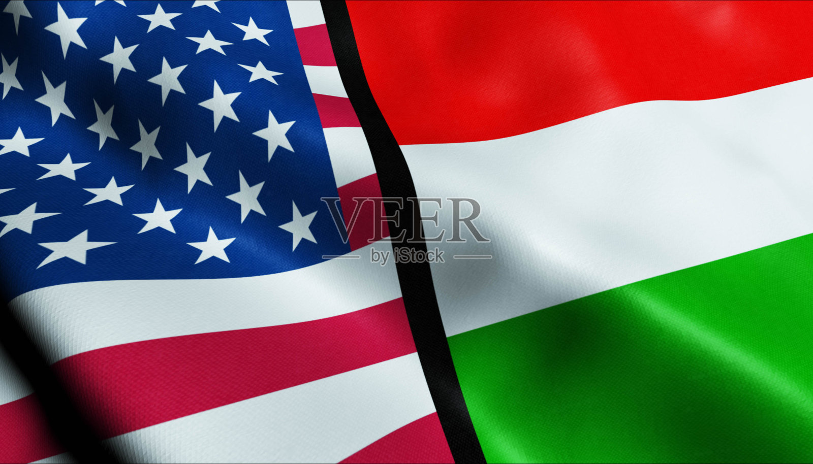美利坚合众国和匈牙利合并国旗:关系概念照片摄影图片