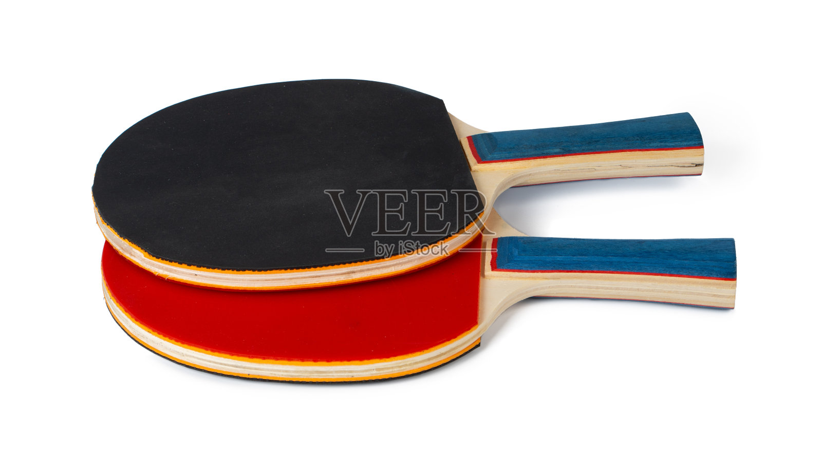 两个乒乓球拍孤立在白色背景上照片摄影图片