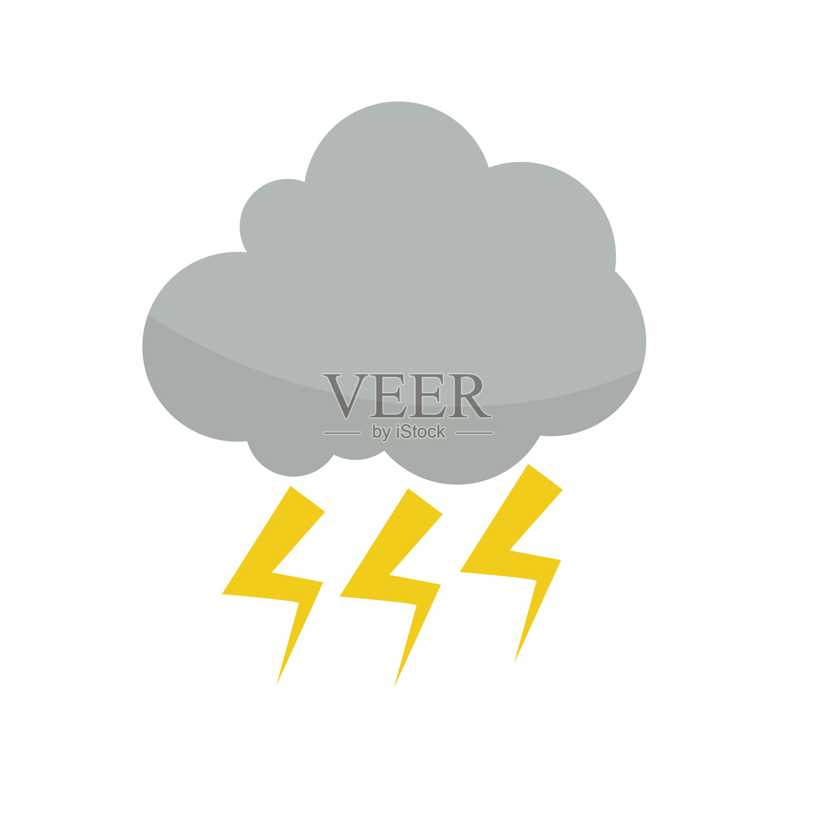 平面设计雷云图标。向量。插画图片素材