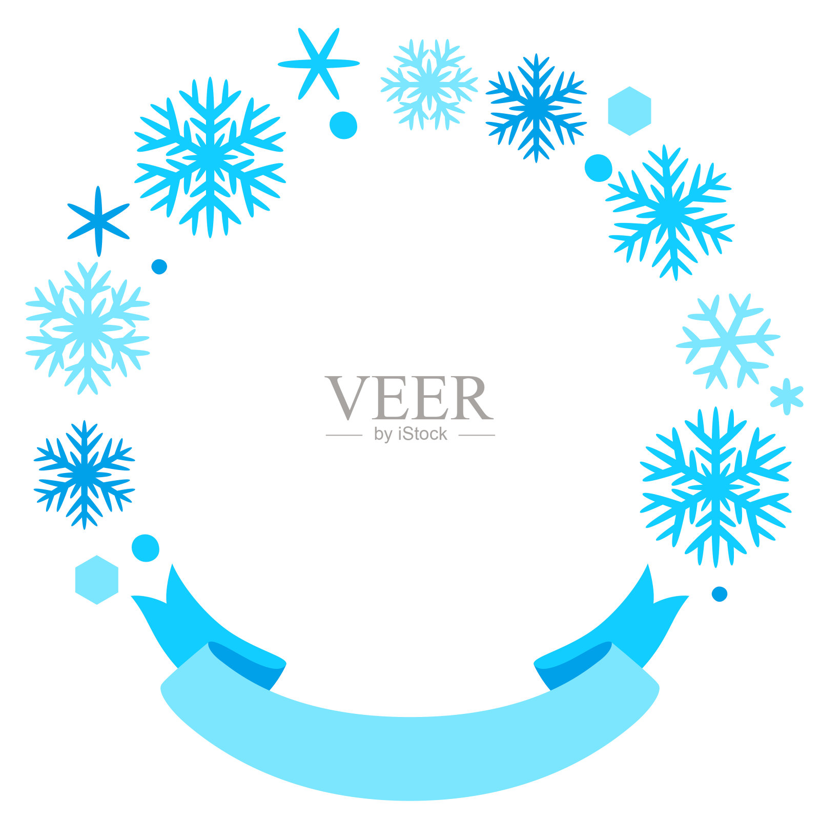 雪花冬季边框，圣诞快乐新年贺卡插画图片素材