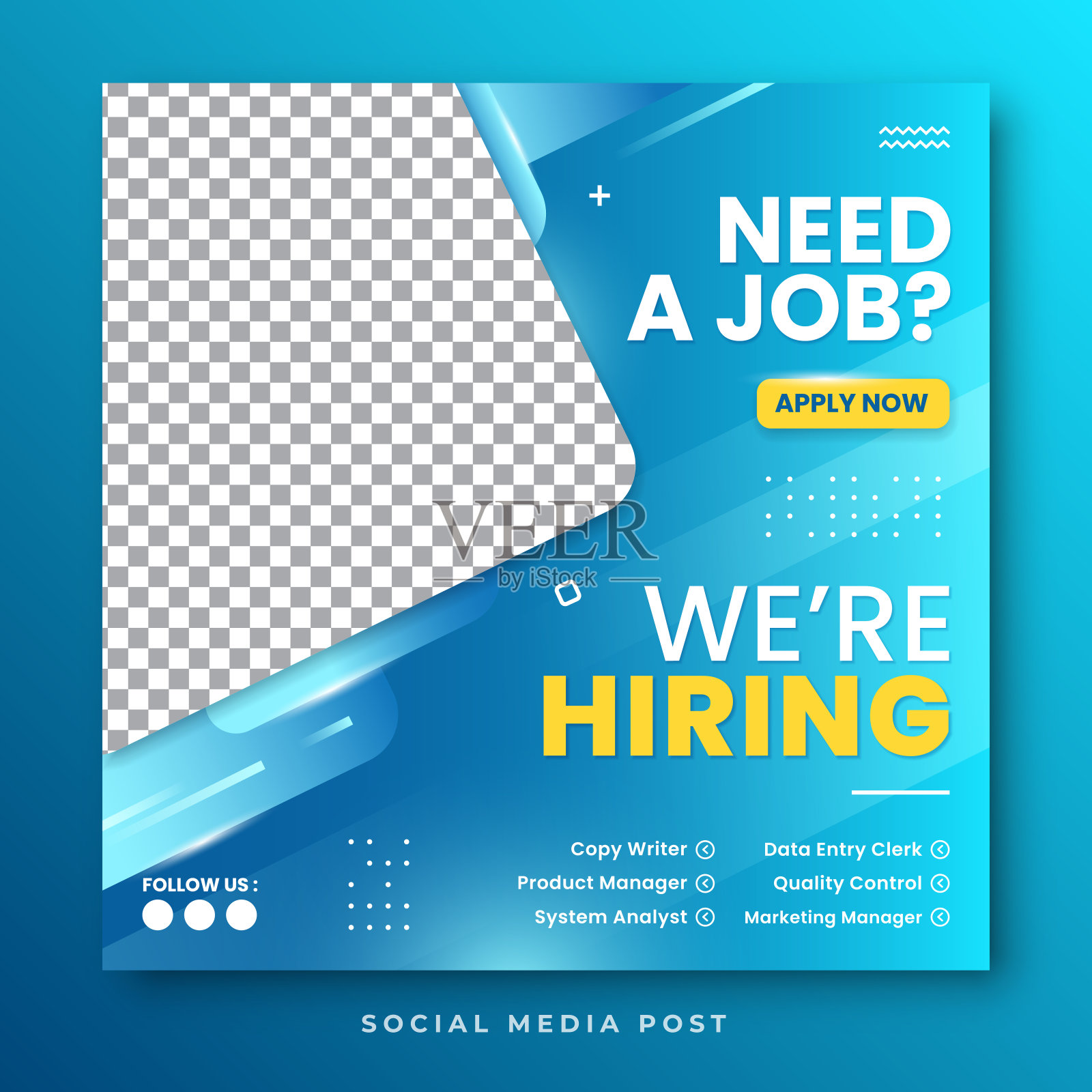 我们正在招聘职位空缺的社交媒体帖子模板插画图片素材