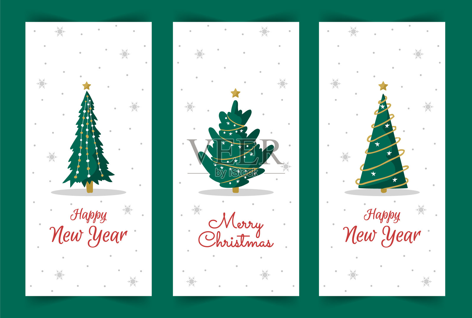 圣诞故事模板。社交媒体垂直背景。可爱的斯堪的纳维亚风格的新年设计。圣诞树和雪花设计你的帖子插画图片素材