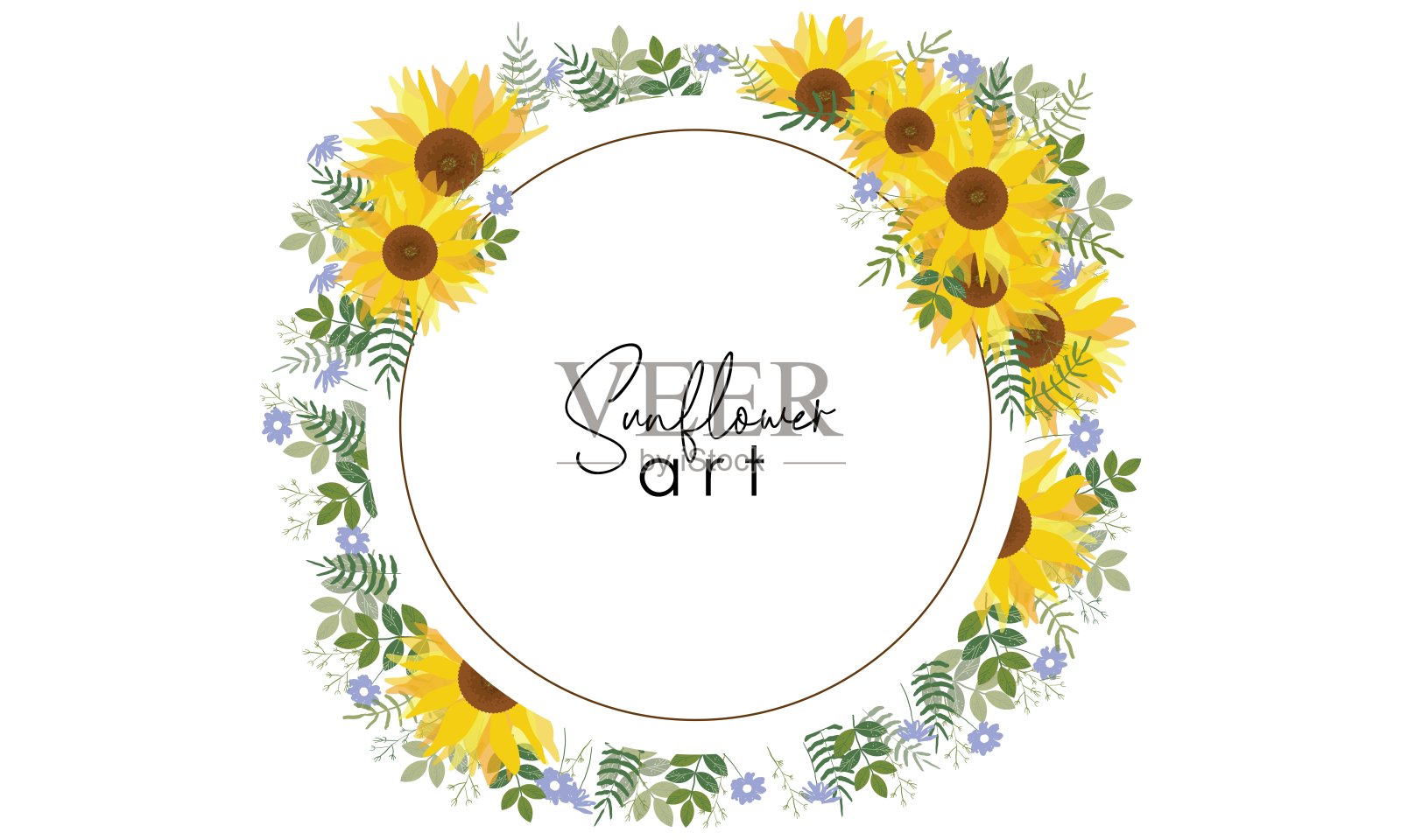 美丽的向日葵邀请卡集插画图片素材