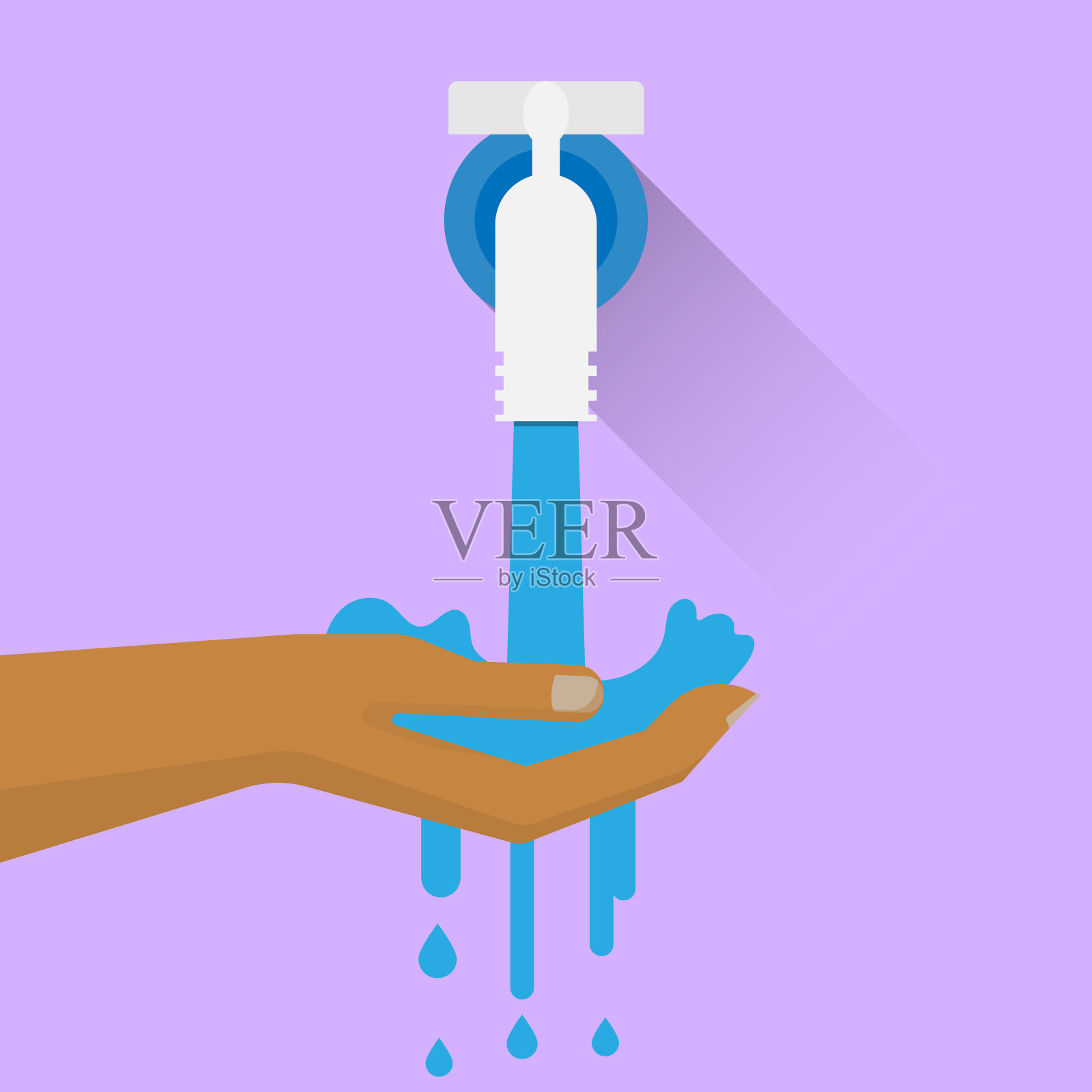 手动节水供水插画图片素材